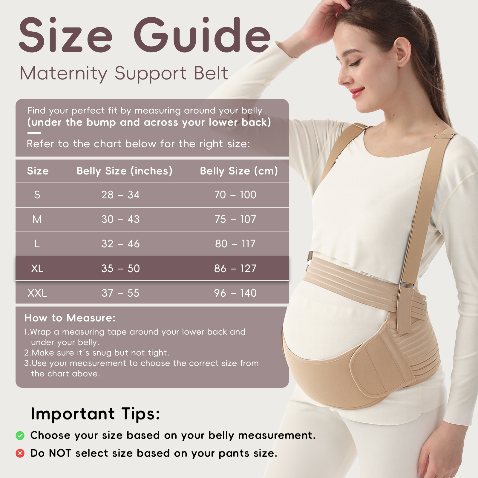 5-in-1 Maternity Support Belt for Pregnancy & Postpartum – Adjustable No-Slip Belly Band with Shoulder Straps, Breathable Mesh Fabric, Relieves Back, Pelvic & Hip Pain, Elastic Abdominal Strap with Cross-Back Design – Beige XL – Comfortable Lightweight Belly Support Belt for Labour, Recovery, Everyday Use