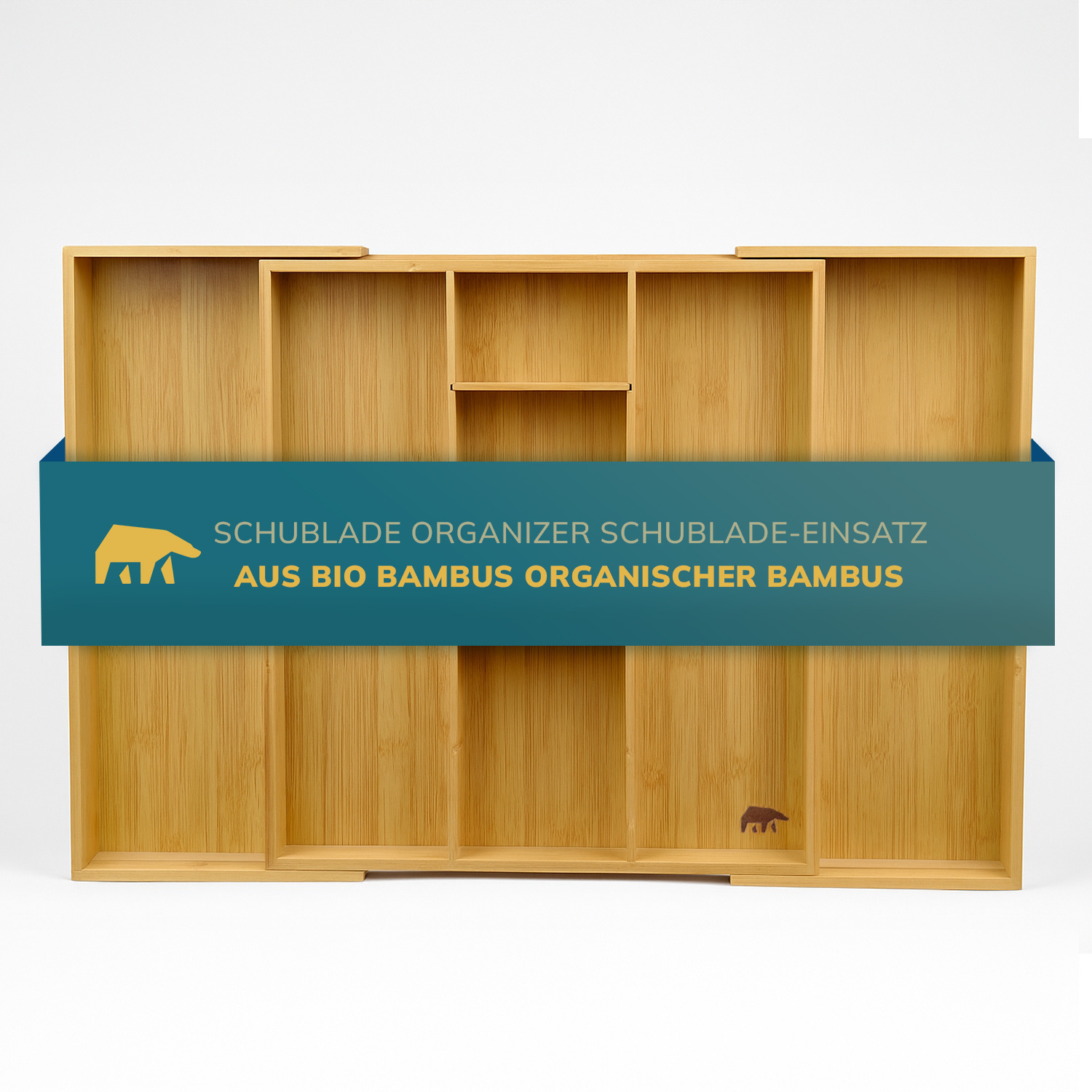 Bamboo Cutlery Tray With Knife Holder – Adjustable Drawer Organizer For Kitchen With 9 Compartments –bamboo Drawer Insert With Knife Block – High- Organizer Made Material
