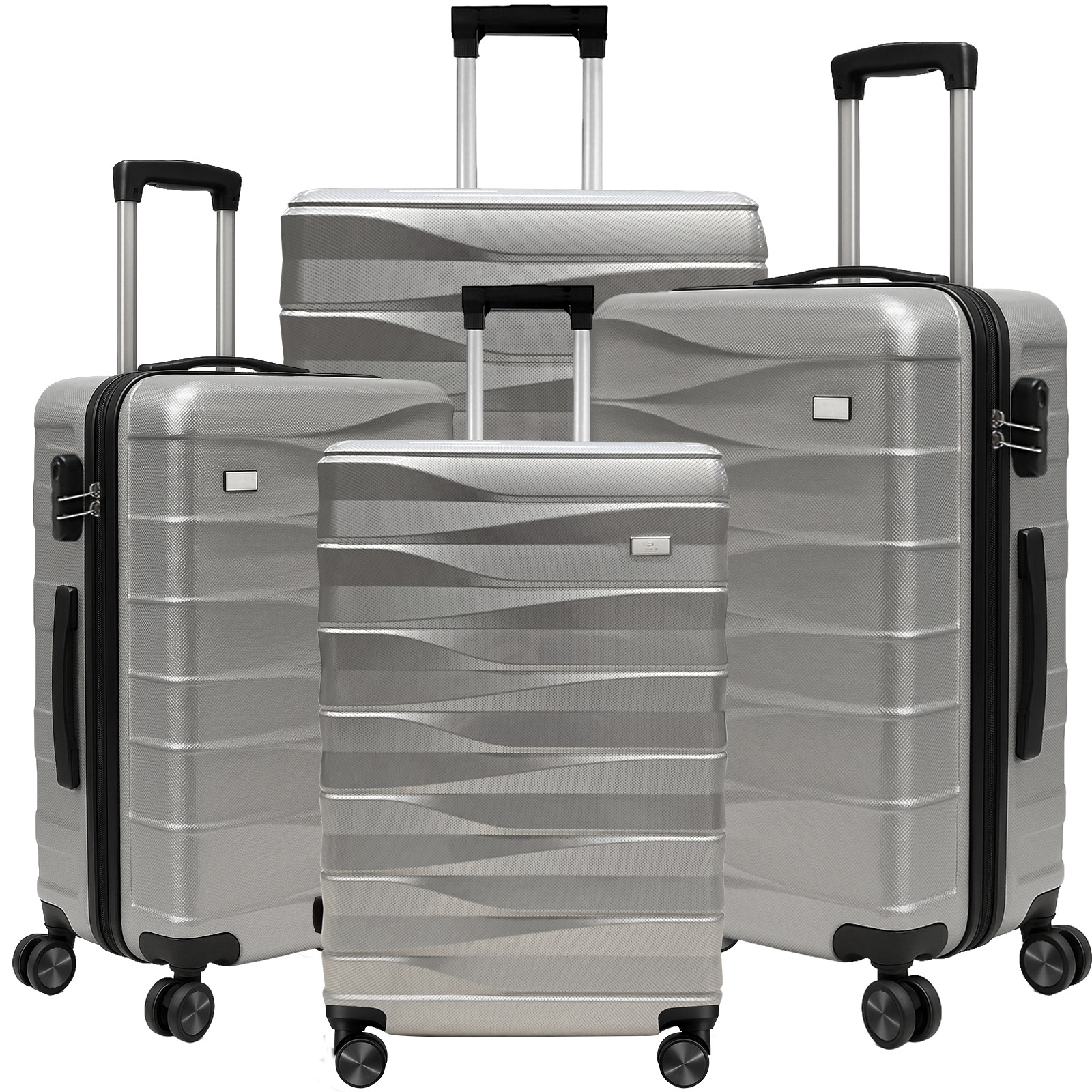 E-shop ® 4 Stück Trolley Set Hartschalenkoffer inkl. Handgepäck & Großen Koffern, Stabiles Reiseset mit 4 Spinner-Rollen and TSA-Schloss für 1-4