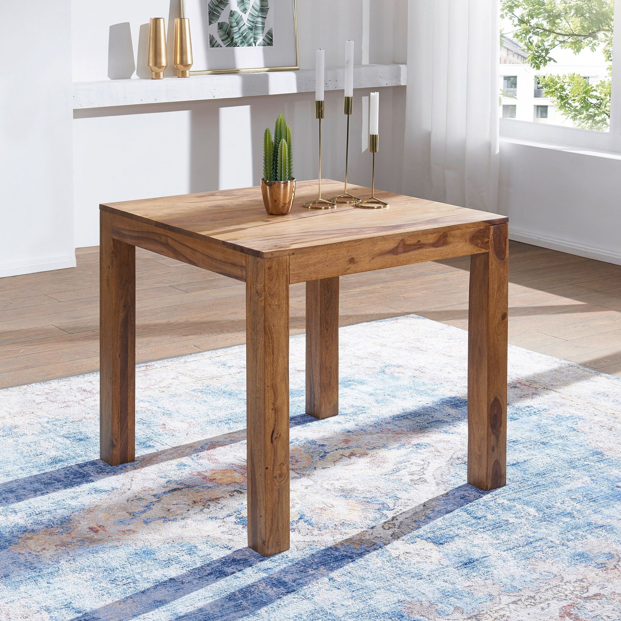 Image of Solid Wood Dining Table Wooden Kitchen Table Country House Style Brown