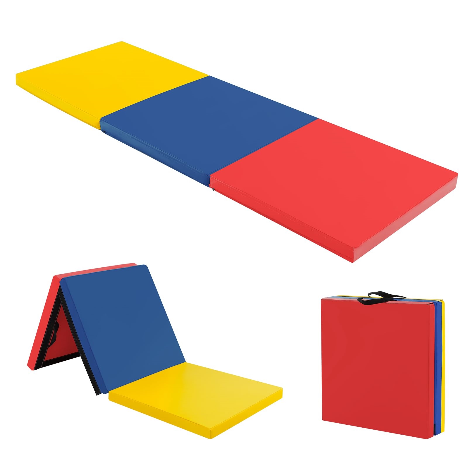 Image of 180 X 60 X 5 Cm Foldable Soft Floor Mat, Portable Gym Mat, Water-resistant Yoga Mat, Non-slip Exercise Mat, Foldable Fitness Mat