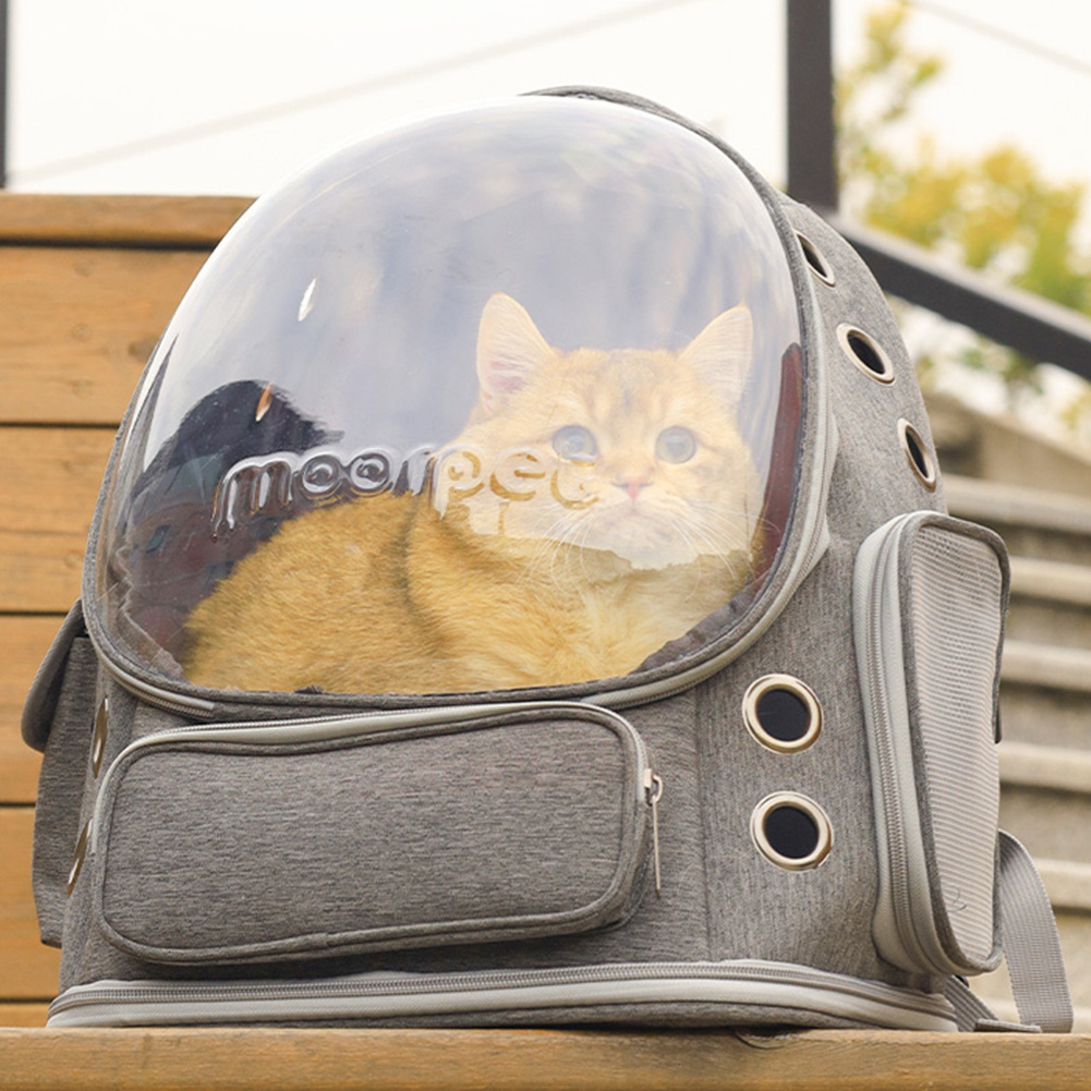 TEMU Cat Backpack Carrier Bag Light, Ventilated Cat Bubble Backpack For Cat Puppy, Lightweight For Travel Hiking Walking Camping, Grey, 34x27x42 Cm