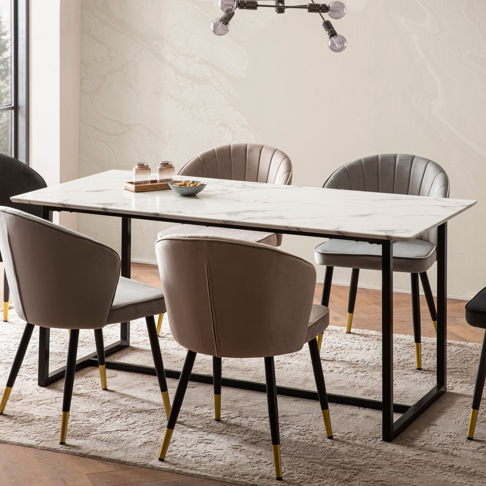 Image of Dining Table -optic Modern, Kitchen Table With Metal Legs, Rectangular Dining Table, Dining Room Table