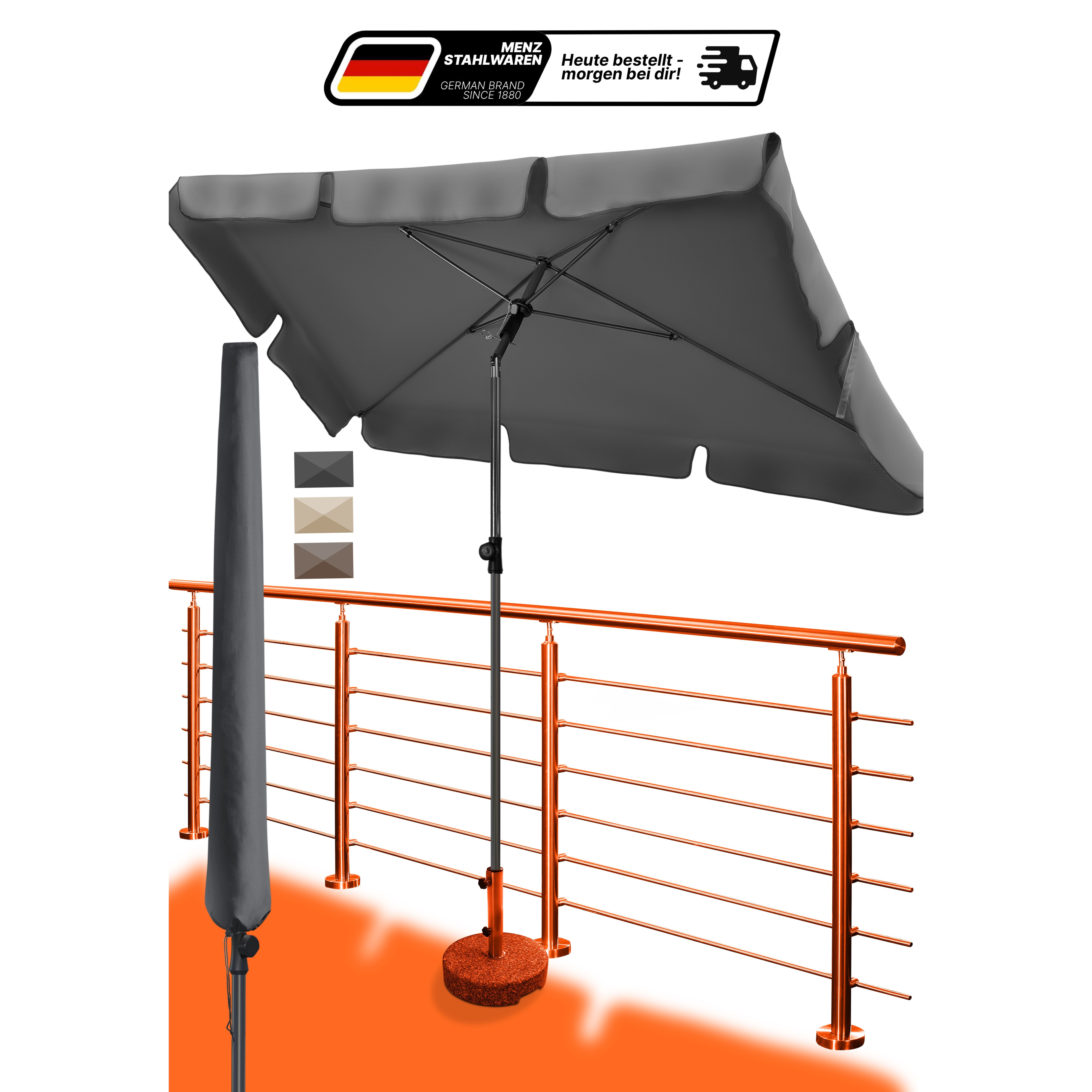 Image of Balcony Sunshade - Rectangular 200x125 Cm Including High-quality Protective Cover - : /beige/taupe