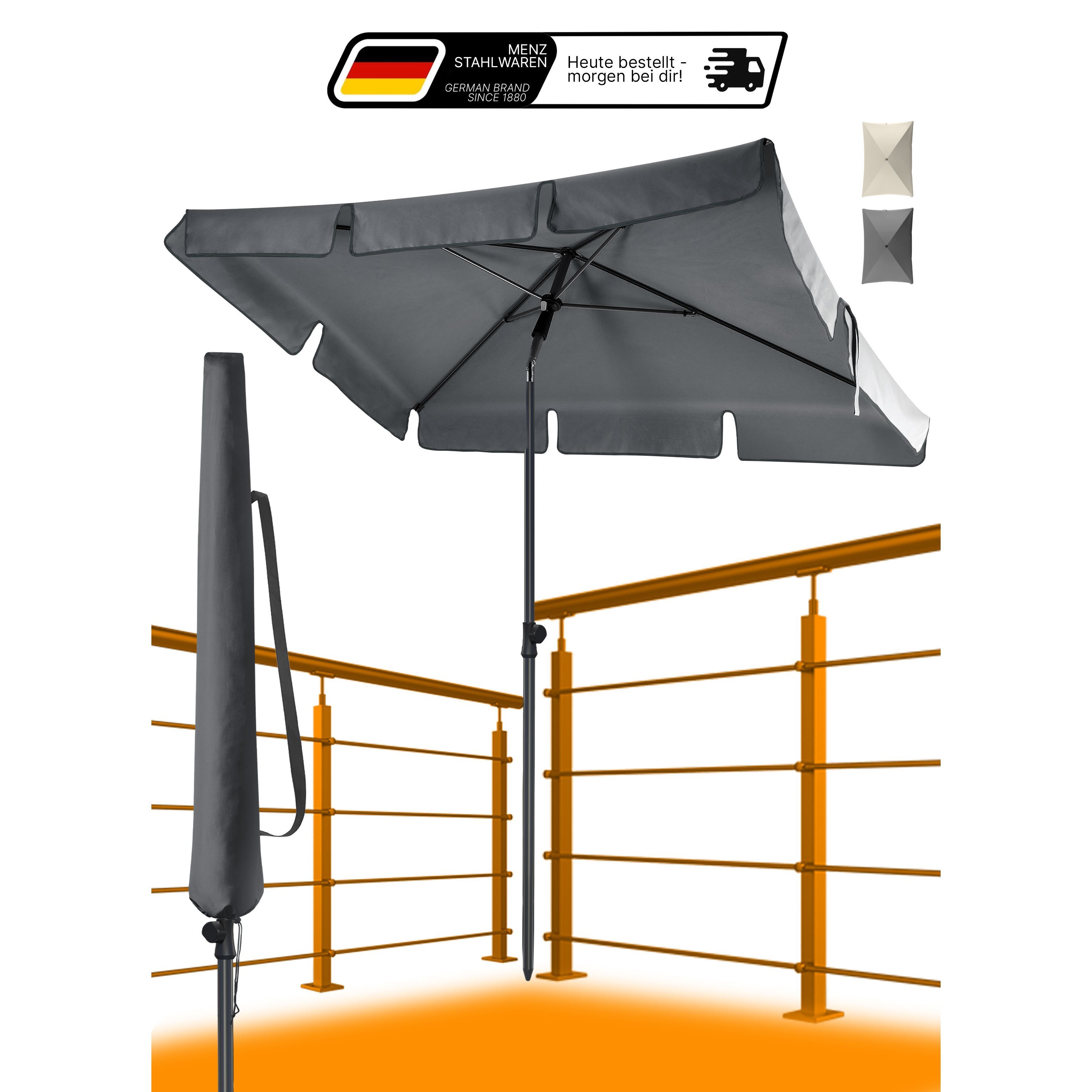 Lindenstein Premium Balcony Sunshade - Rectangular 200x125 Cm Including High-quality Protective Cover - : /beige