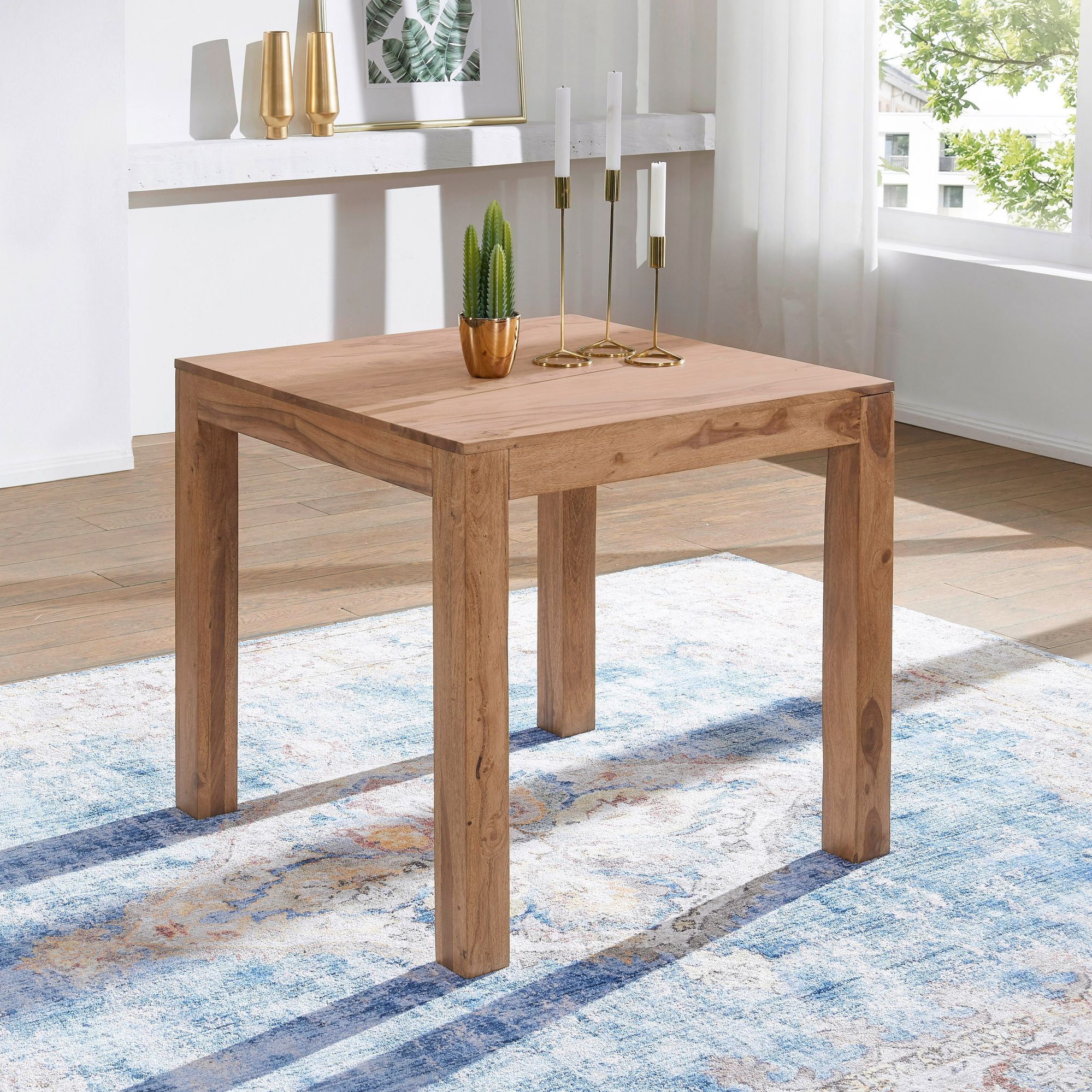Solid Acacia Wood Dining Table 80 X 80 X 76 Cm, Dining Room , Table, Square Dark Brown Wooden Table, Natural Product, Solid Wood Furniture