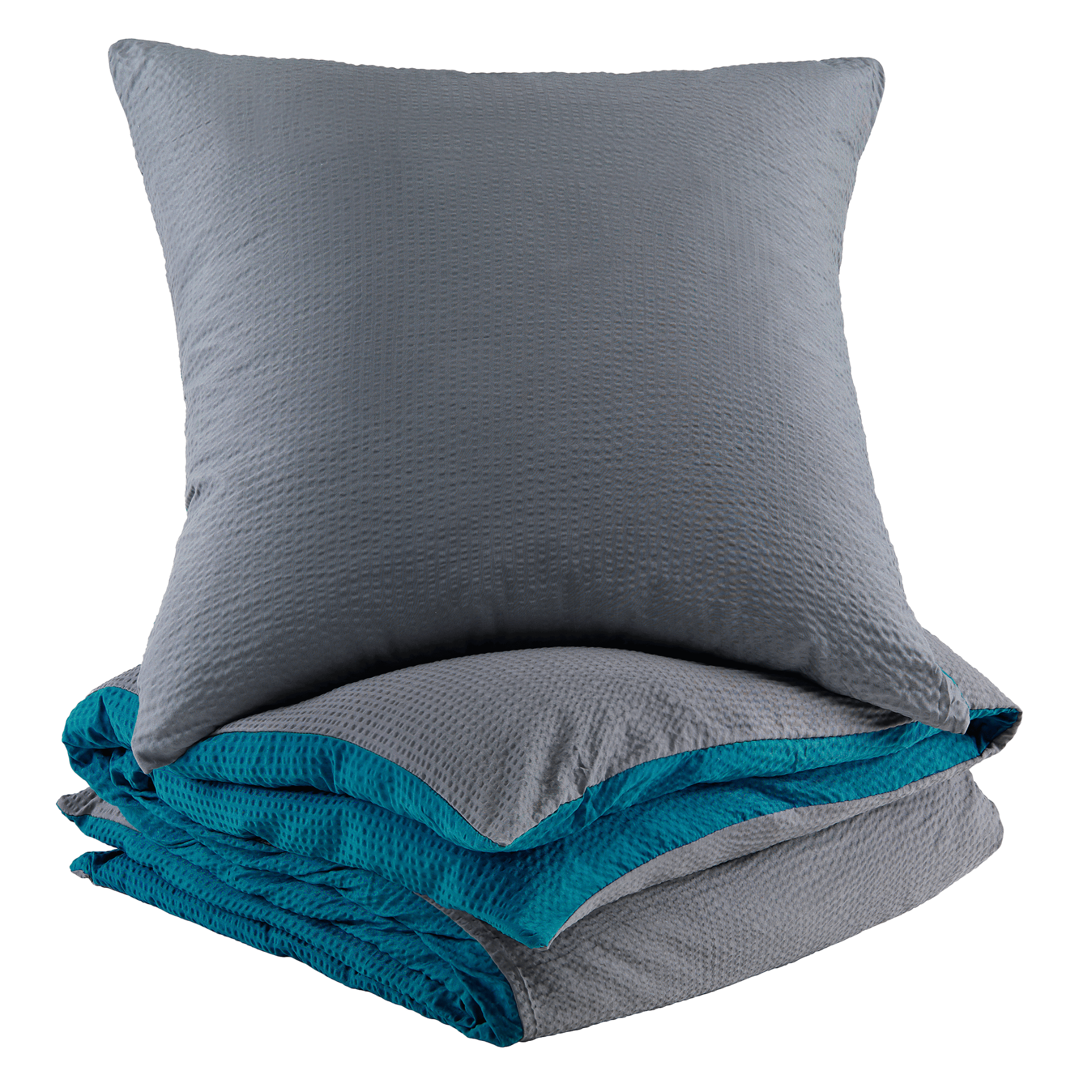 E-shop Seersucker Sommer Bettwäsche Set 135x200 2teilig - Bettbezug 135x200 cm + Kissenbezug 80x80 cm - UNI wende - Allergiker geeignet - mit