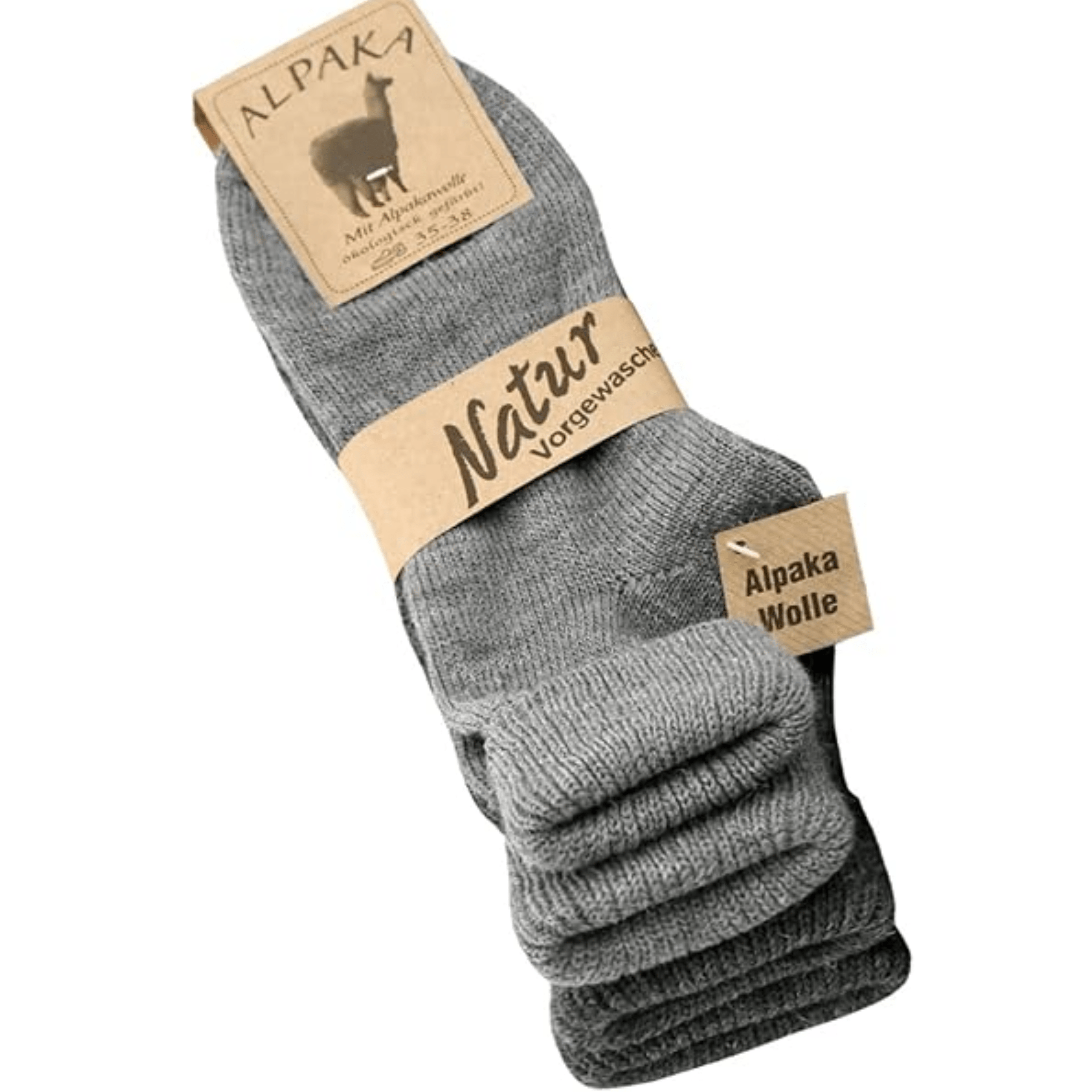 Image of Women's Alpaca Socks With Cuff, Thin Knit Socks, Warm Alpaca Socks, Cozy Socks For Women, Brown Grey