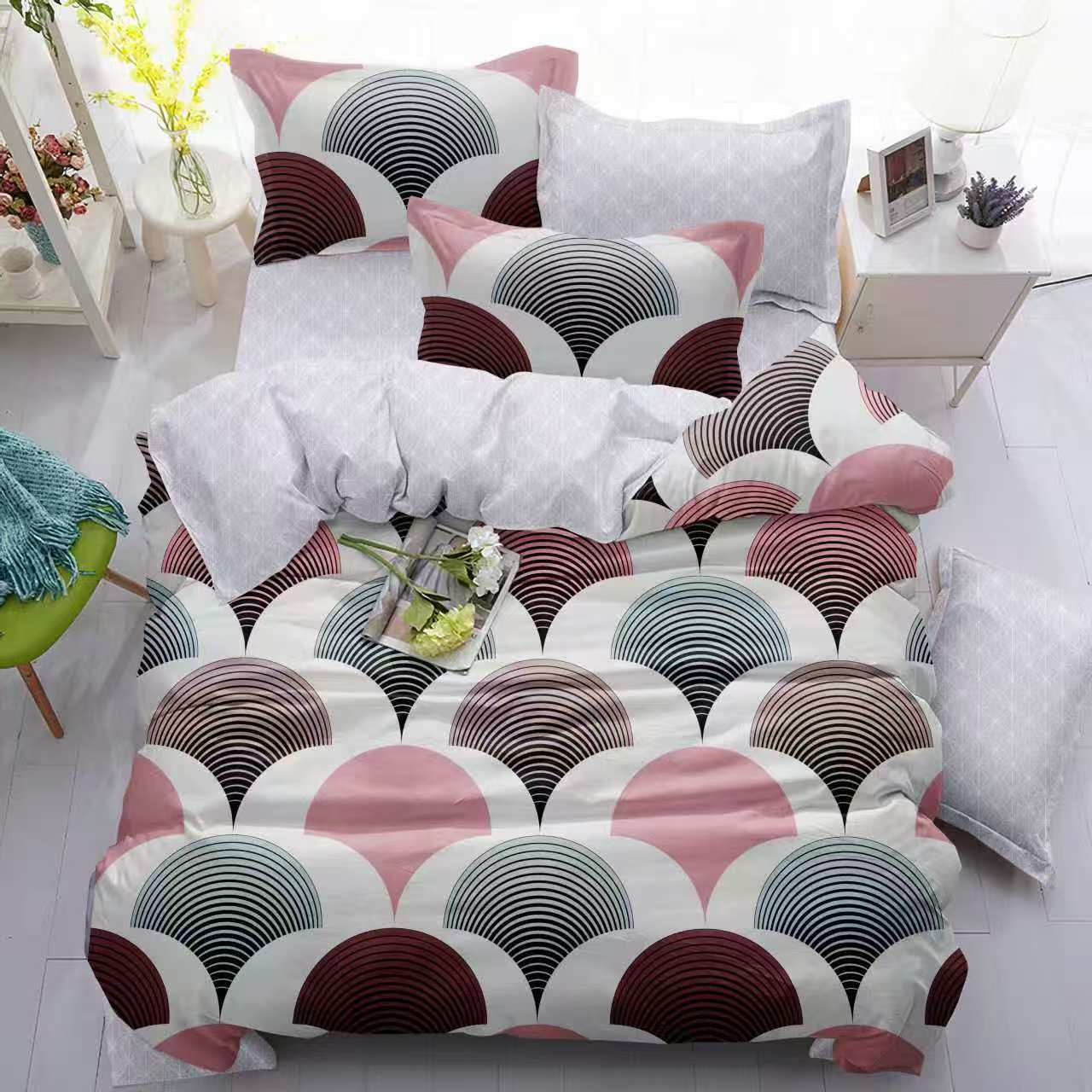 TEMU 3-piece Bedding Set - Geometric Pattern Bedding, Festival-themed Bedding Set