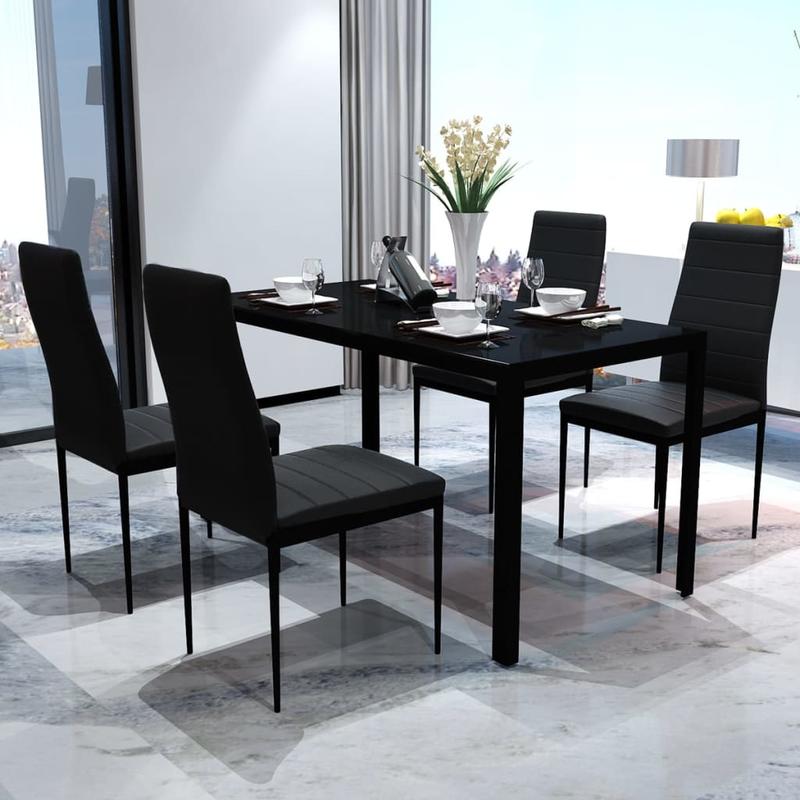 5 pieces table and dining room set black