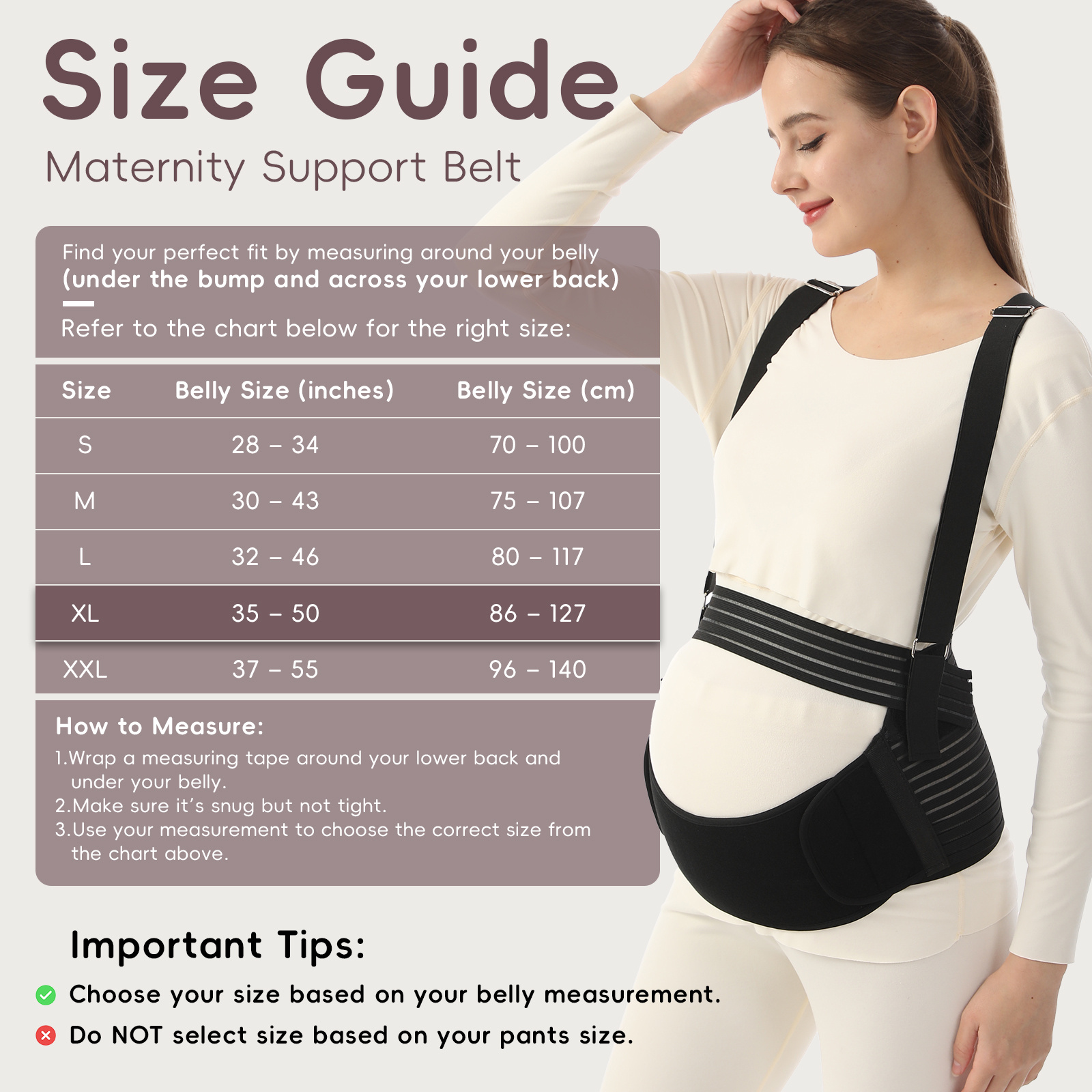 5-in-1 Maternity Support Belt for Pregnancy & Postpartum – Adjustable No-Slip Belly Band with Shoulder Straps, Breathable Mesh Fabric, Relieves Back, Pelvic & Hip Pain, Elastic Abdominal Strap with Cross-Back Design – Beige XL – Comfortable Lightweight Belly Support Belt for Labour, Recovery, Everyday Use