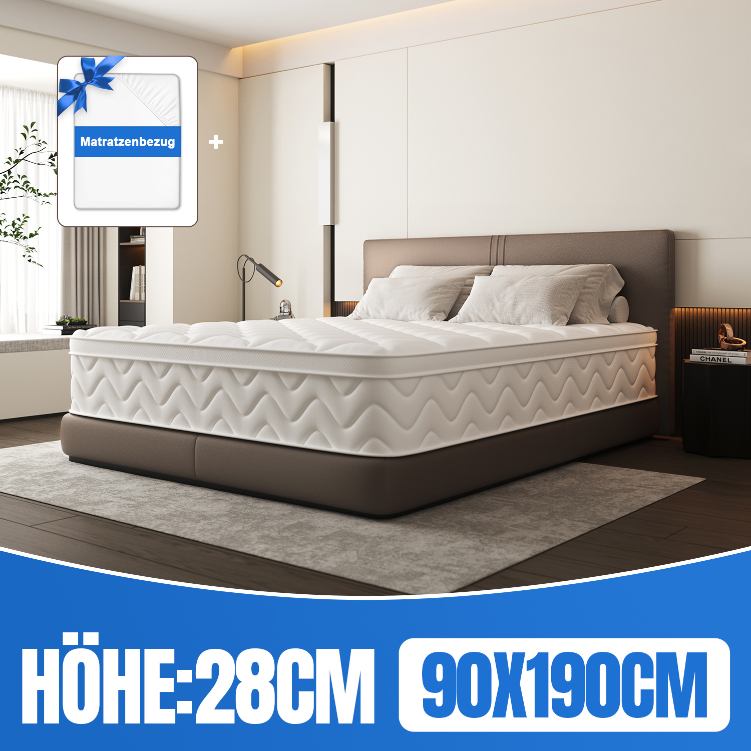 Image of Mattress 90x200cm, Mattress 90x190cm, Spring Core Mattress, 28cm Thick, Elastic Support, Comfortable And Breathable, 7-zone Design, With Mattress Cover.