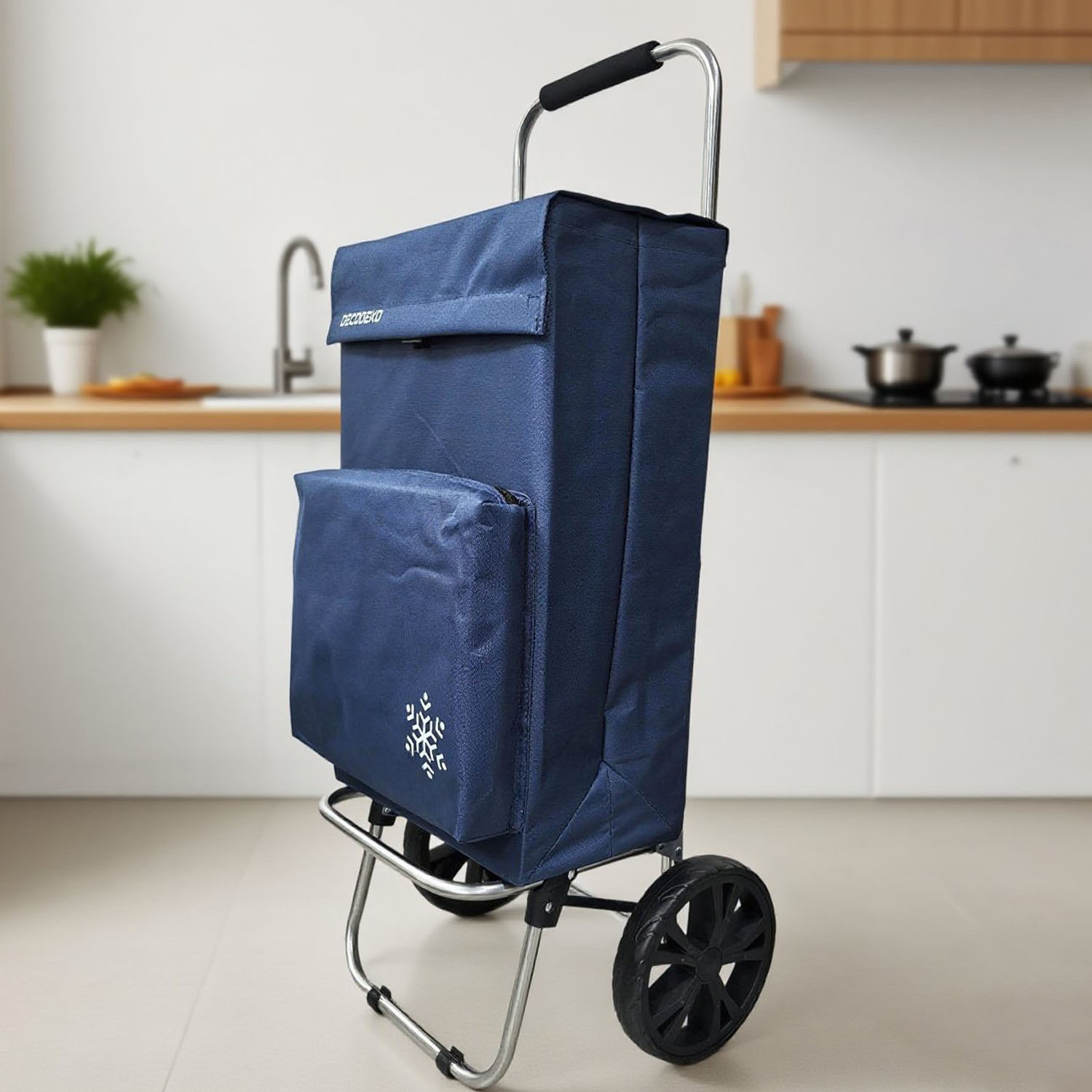 TEMU Carro de de ,Carro de , Bolsillo Frontal con Cremallera,Carrito Compra Plegable, Carro de con Bolsa Oxford Desmontable, 100 x 20 cm, 42L.