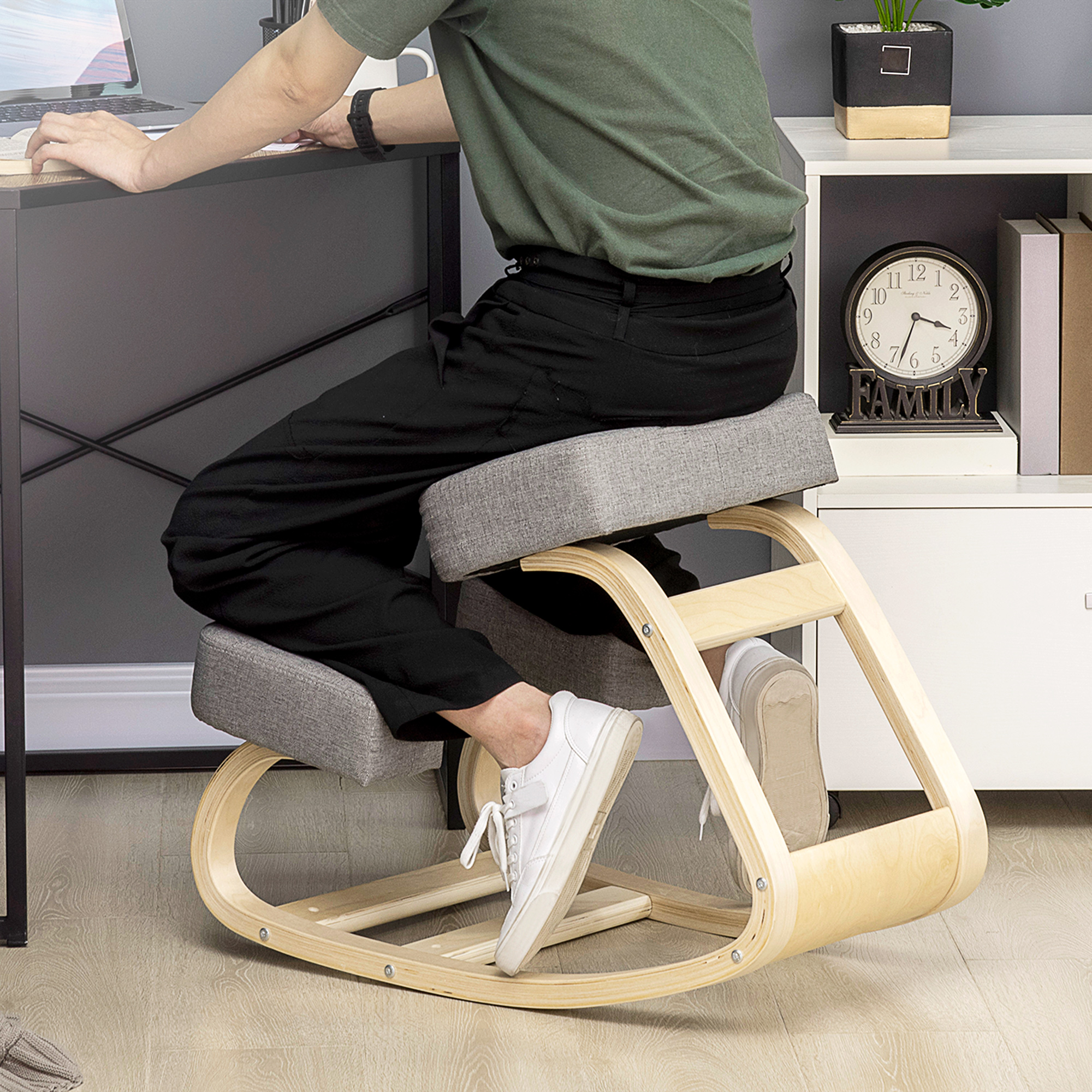 Image of Ergonomic Kneeling Stool – Health Chair For Home, Office, And Meditation – Back Pain, Neck Pain & Improves Posture – Gray