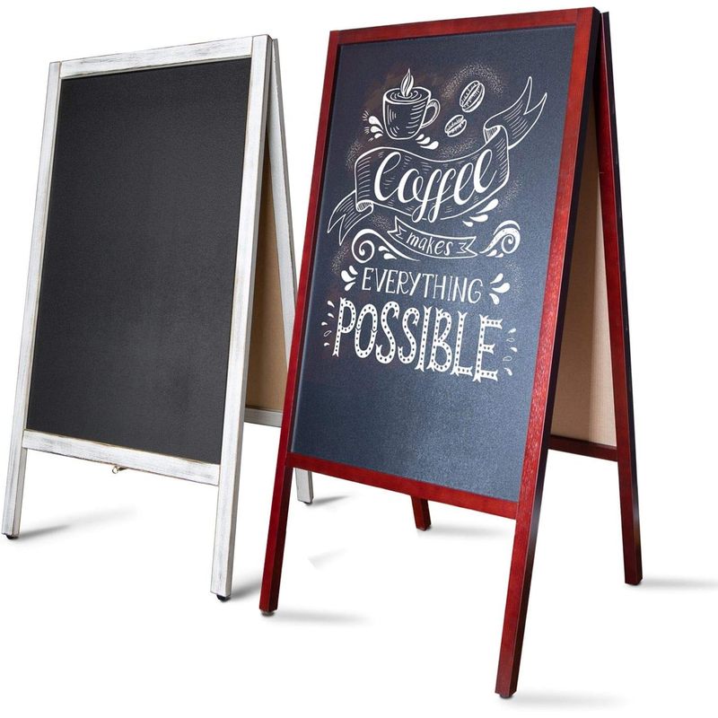 Image of Floordirekt Outdoor Customer Stopper - Weatherproof Poster Stand - Advertising Display, Outdoor Billboard - Chalkboard For Catering - Double-sided With Wooden Frame - In 2 Sizes And 2 Colors