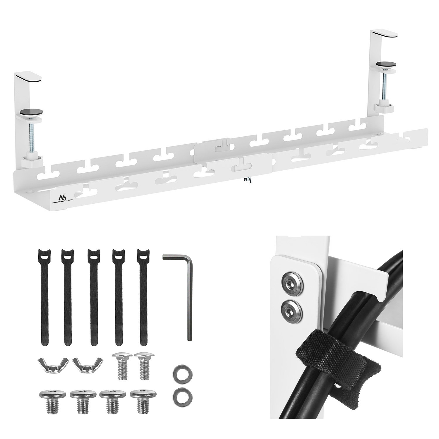Universal Cable Organizer Under The Desk, White, Max. Load 5kg, Max. 728mm Maclean Mc-103 W