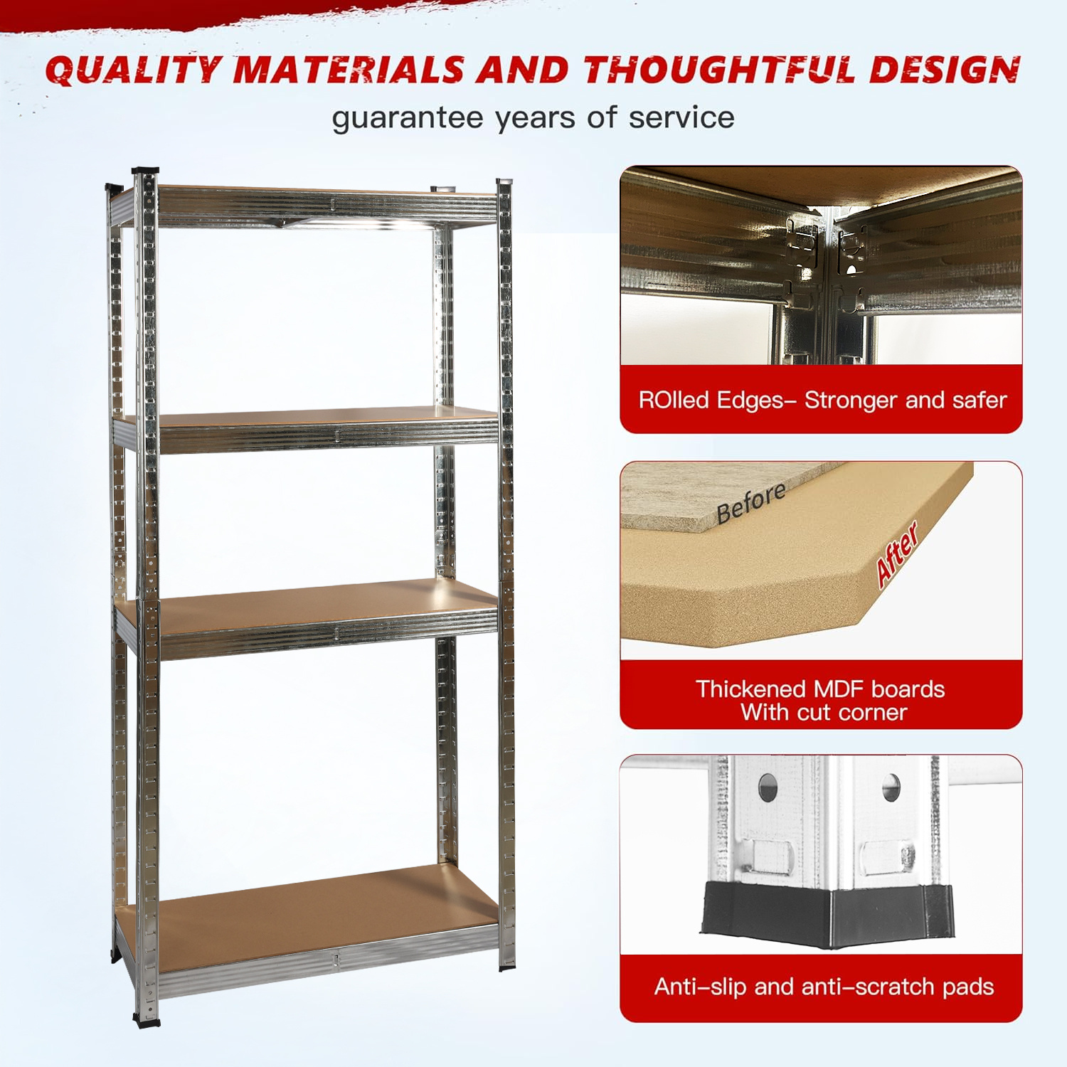 4-Tier Galvanised Racking Garage Shelving Storage Shelves
