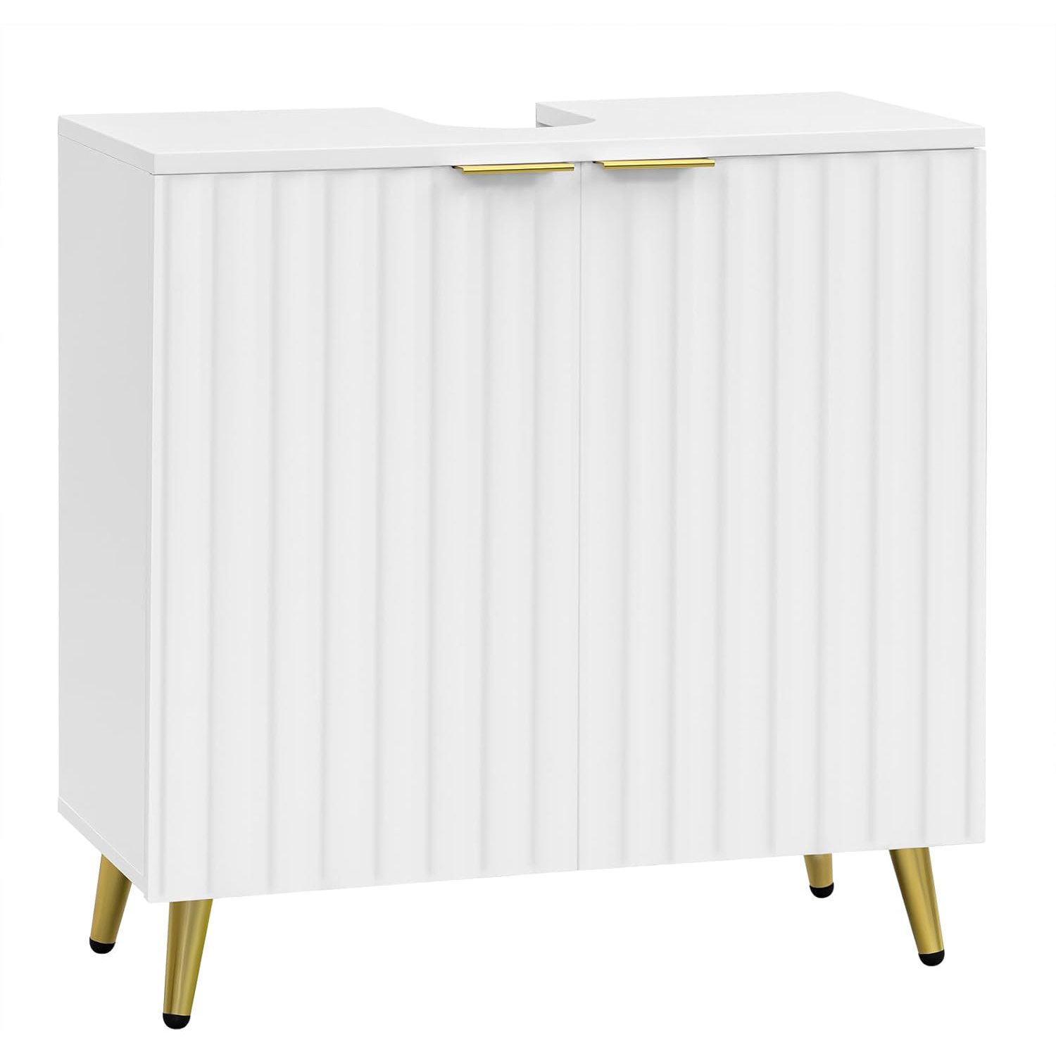 Image of 1pc Bathroom Furniture, Vanity Unit, Bathroom Cabinet With Adjustable Shelf, White Gold, 60 X 62 X 30 Cm