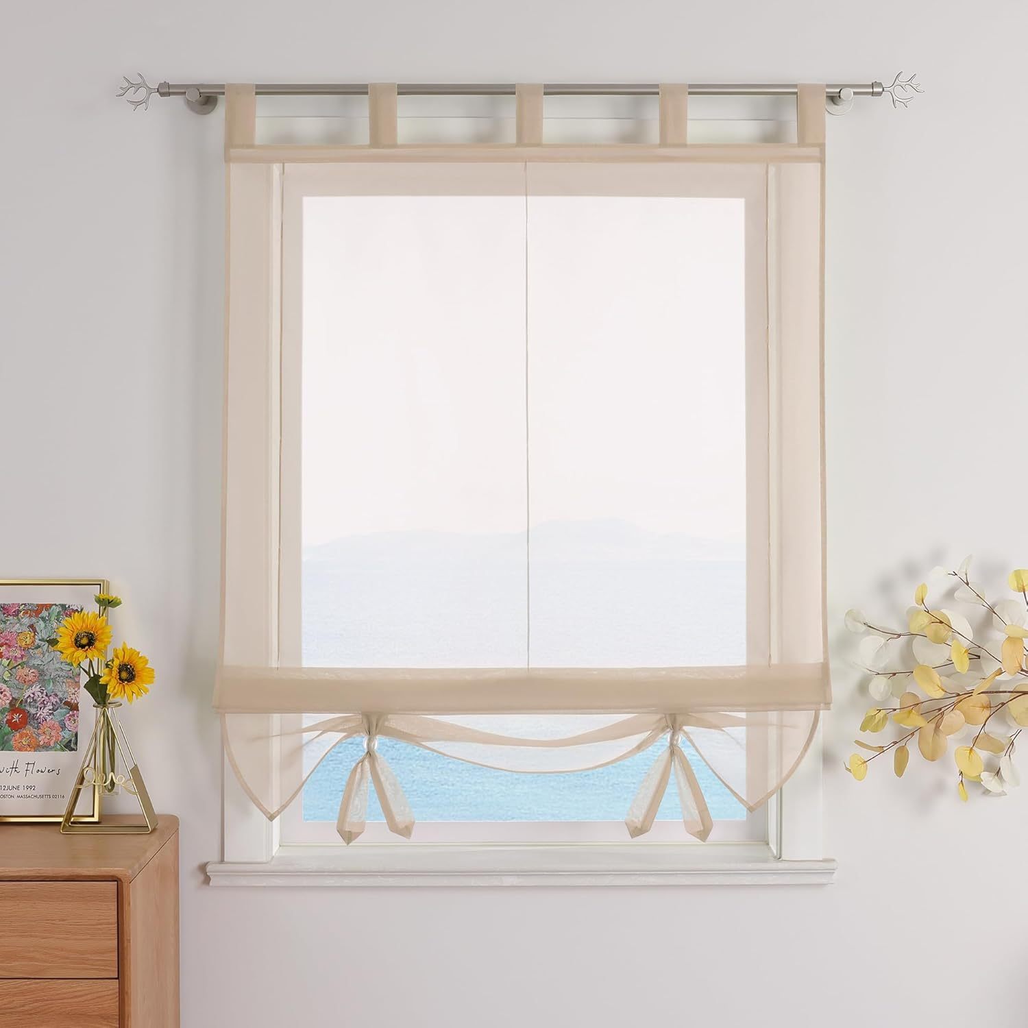 Raffrollo Transparent In Sand – Privacy Screen For Windows & Doors, Cm X W 60–140 Cm – Modern Loop Curtain, Light-permeable &