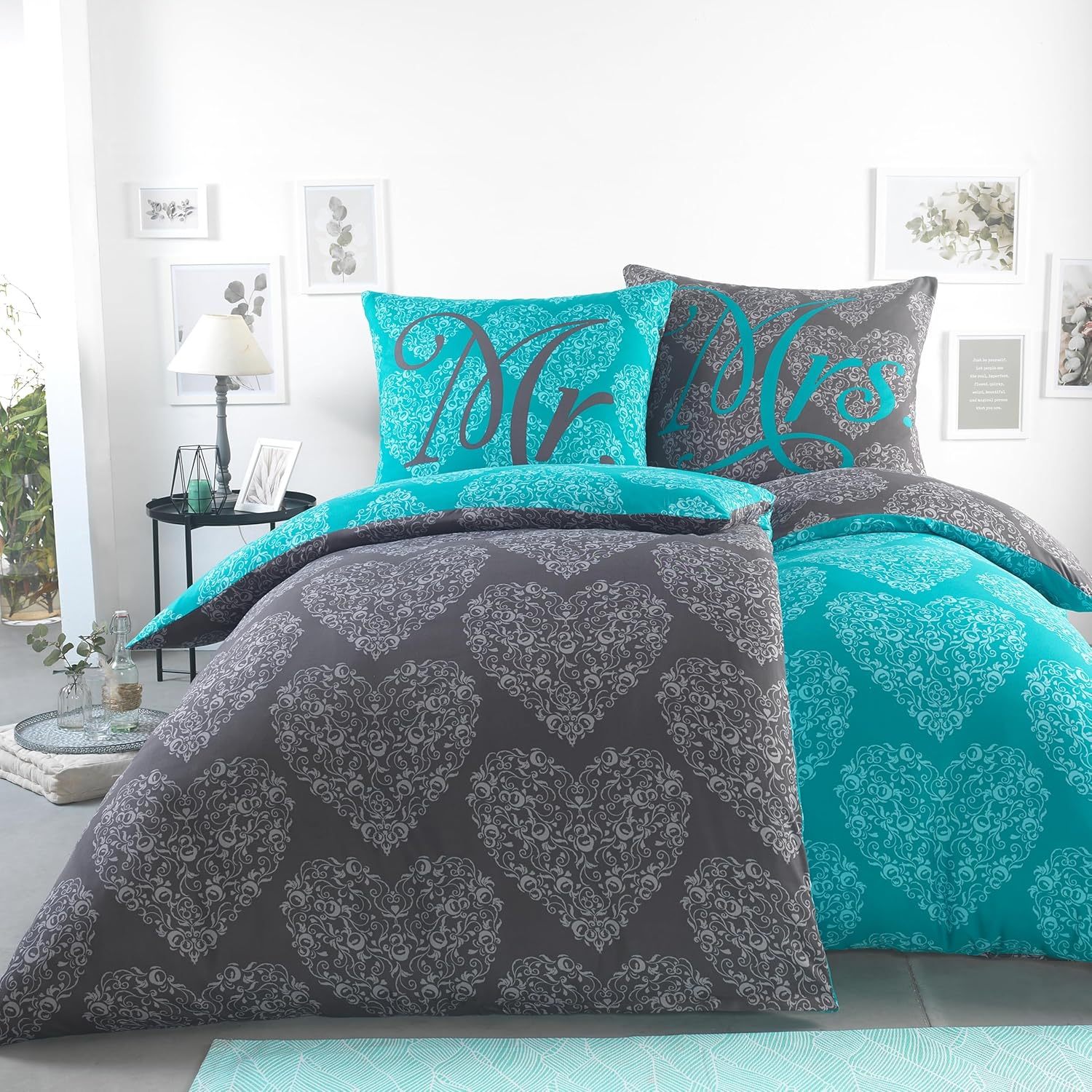 E-shop Partner Bettwäsche Set 135x200 4teilig oder 155x220 4teilig - Bettbezug 2x 135x200 cm oder 155x220 cm + 2x Kissenbezug 80x80 cm - Allergiker