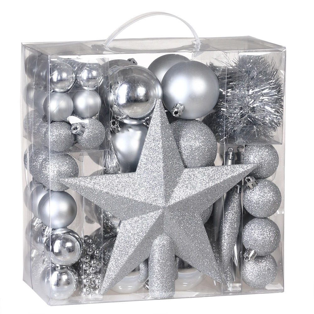 TEMU Christmas Ornaments 77-piece Set, Ø 3-7cm, Matte & Glossy Plastic Christmas Tree Baubles, Ornaments, Pendants, Christmas Decorations In Colors