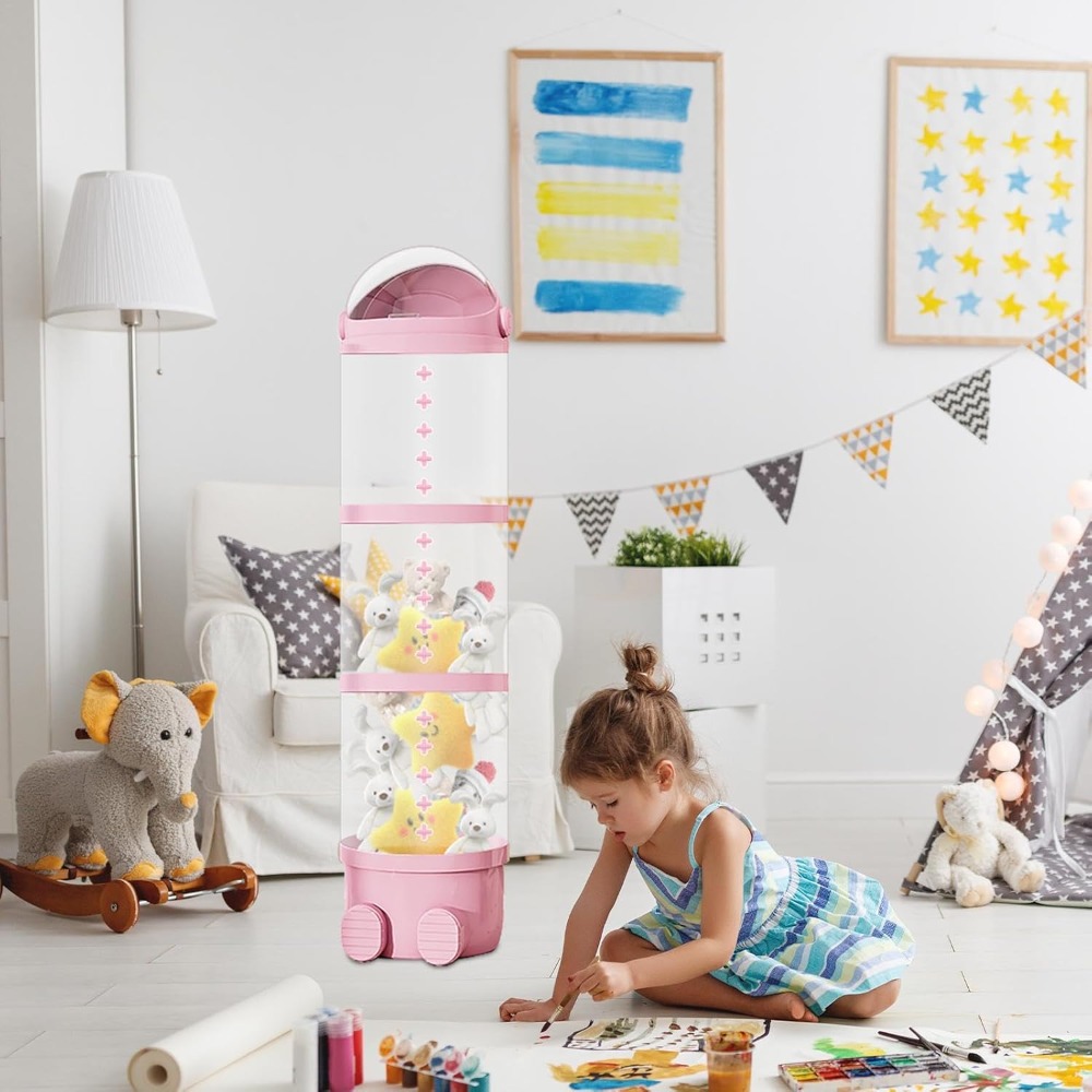 TEMU Stuffed Animal Storage Tube,stuffed Animal Doll Storage Holder Standing, Stackable Soft Organizer Basket For Bedroom