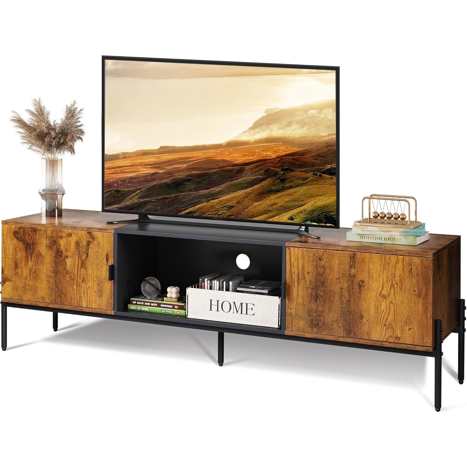 Tv Cabinet, Lowboard For Tvs Up To 65 Inches, 147 X 37 Cm, Tv Cabinet Tv Board With Open Storage Space, Tv Table For Living Room And Bedroom, Modern Stand For