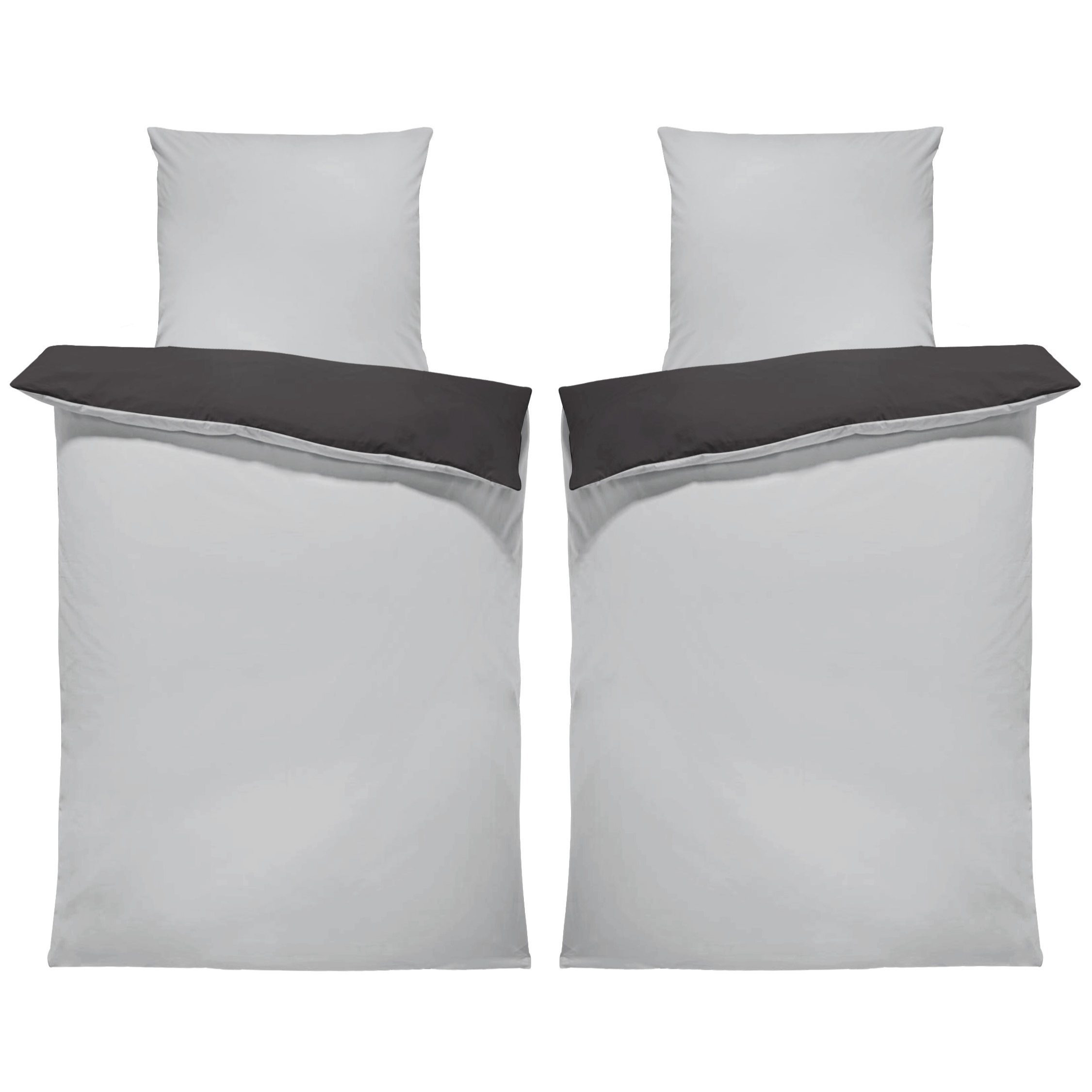 E-shop 4 teilig Partner Bettwäsche Uni Wende Weiche Mikrofaser Modern Kissenbezug 80x80 cm mit Reißverschluss