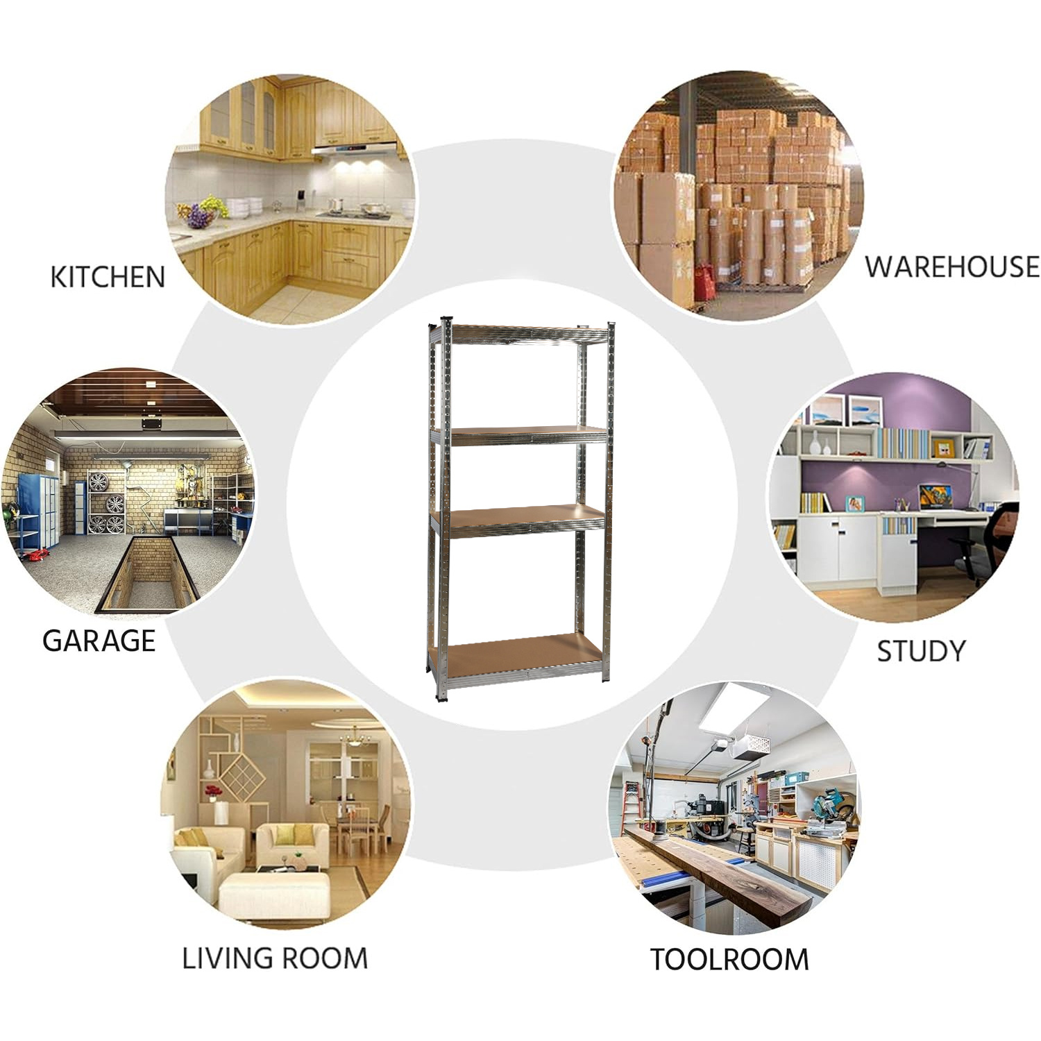 4-Tier Galvanised Racking Garage Shelving Storage Shelves