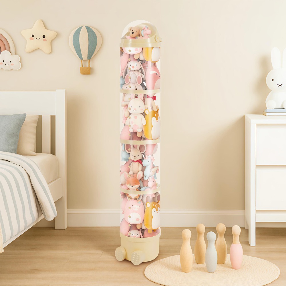 TEMU Stuffed Animal Storage Tube,stuffed Animal Doll Storage Holder Standing, Stackable Soft Organizer Basket For Bedroom