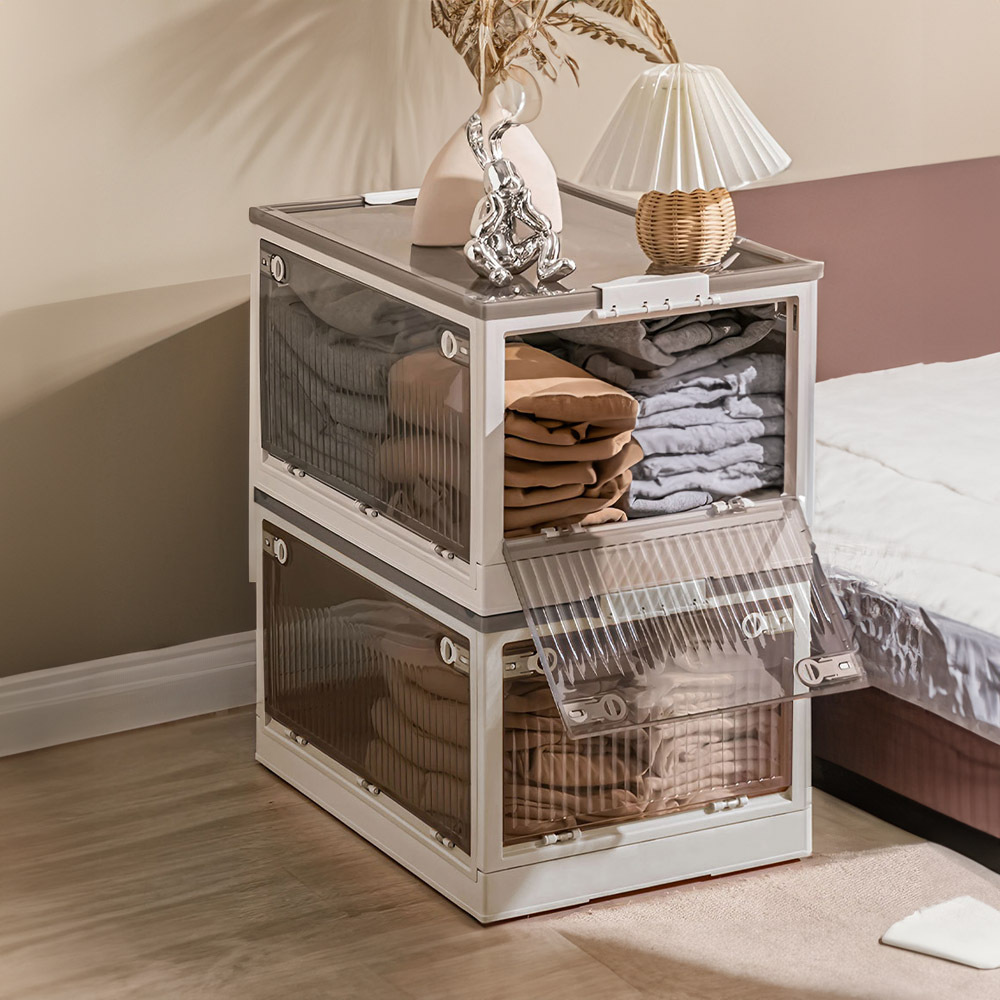 2-Pack Large Clear Storage Bins with Wheels & Lid