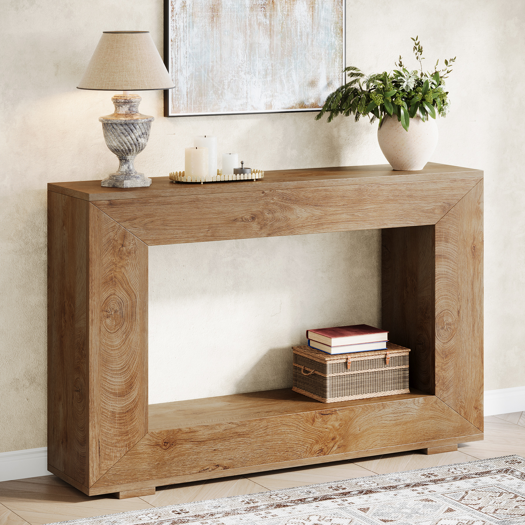 E-shop Konsolentisch, 120 x 30 x 83.5cm, Beistelltisch, Flurtisch, Sofatisch für kleinen Raum, Konsolentisch mit Stauraum im Eingangsbereich für