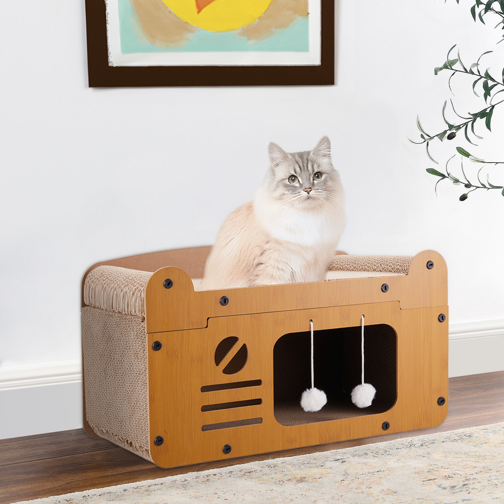 TEMU Cat Scratch Board And Cat Nest 2 In -resistant And Non Shedding Integrated Cat House Durable Scratch Cat Pole Vertical Cat Climbing Frame, Cat