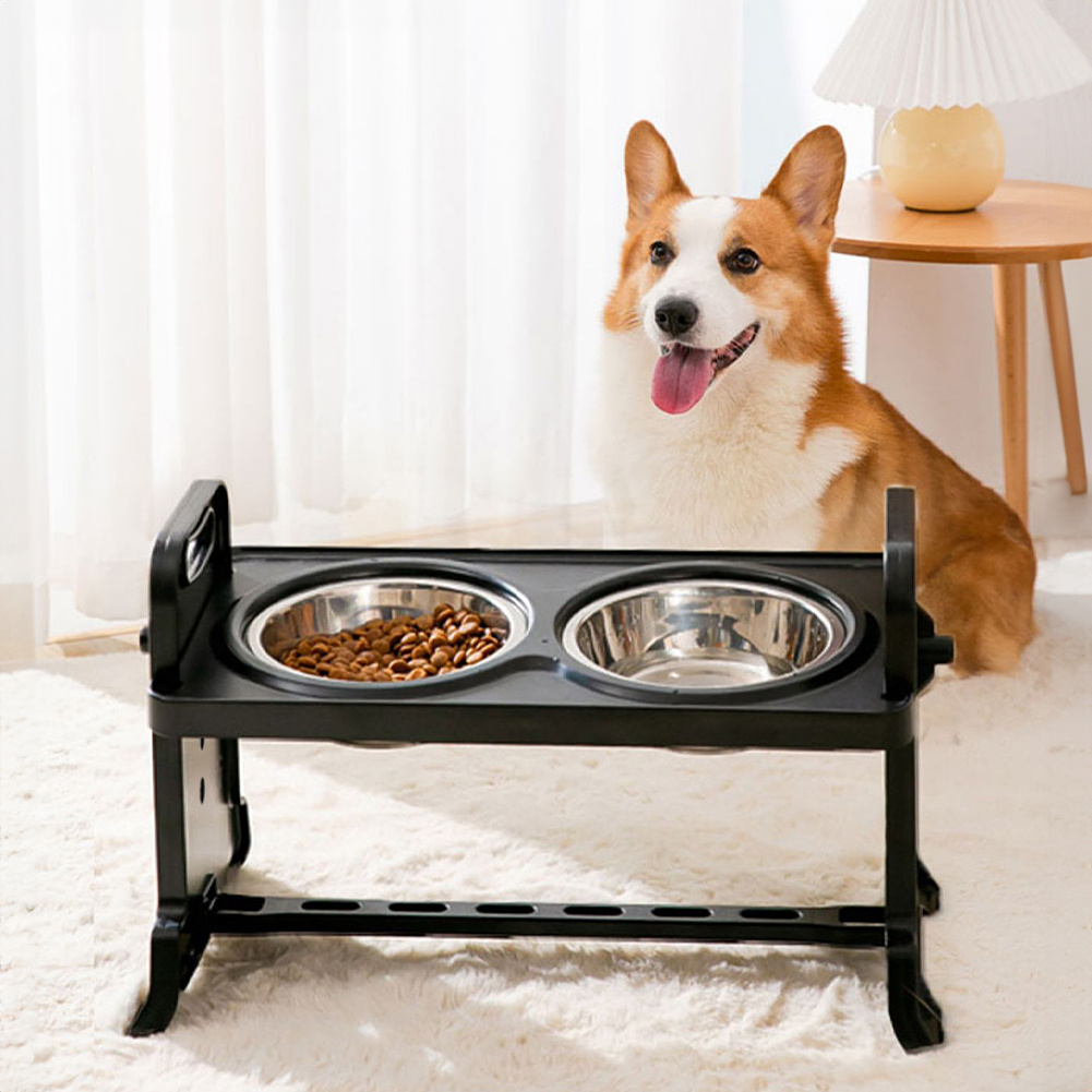 TEMU Elevated Dog Bowls, Adjustable Raised Dog Bowls, Dog Bowls With Stand, Dog Feeding Station For Small Dog And Growing Pet With 2 Stainless Steel