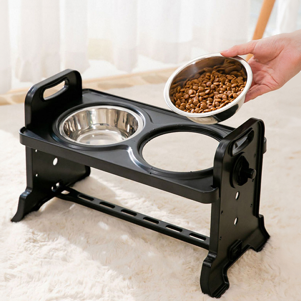 TEMU Raised Dog Bowl Cat Bowls, 3 Adjustable Stand Pet Bowl, Easy To Clean & Non-slip Silicone Mat Dog Feeder With 2 Stainless Steel Bowls For Cats