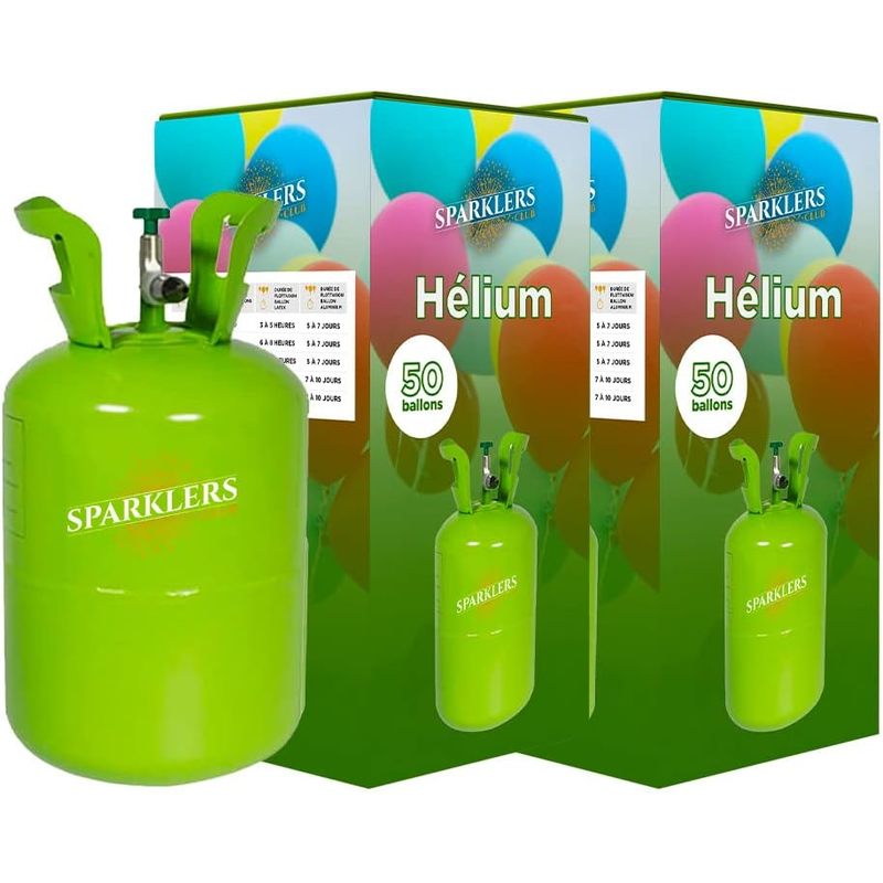 TEMU Lot de 2 Bouteilles Gaz Hélium pour 50 Ballons gonflables, x2 de 0, 42m3 - Grande Bouteille Jetable, gonflez 100 ballons pour Anniversaire,