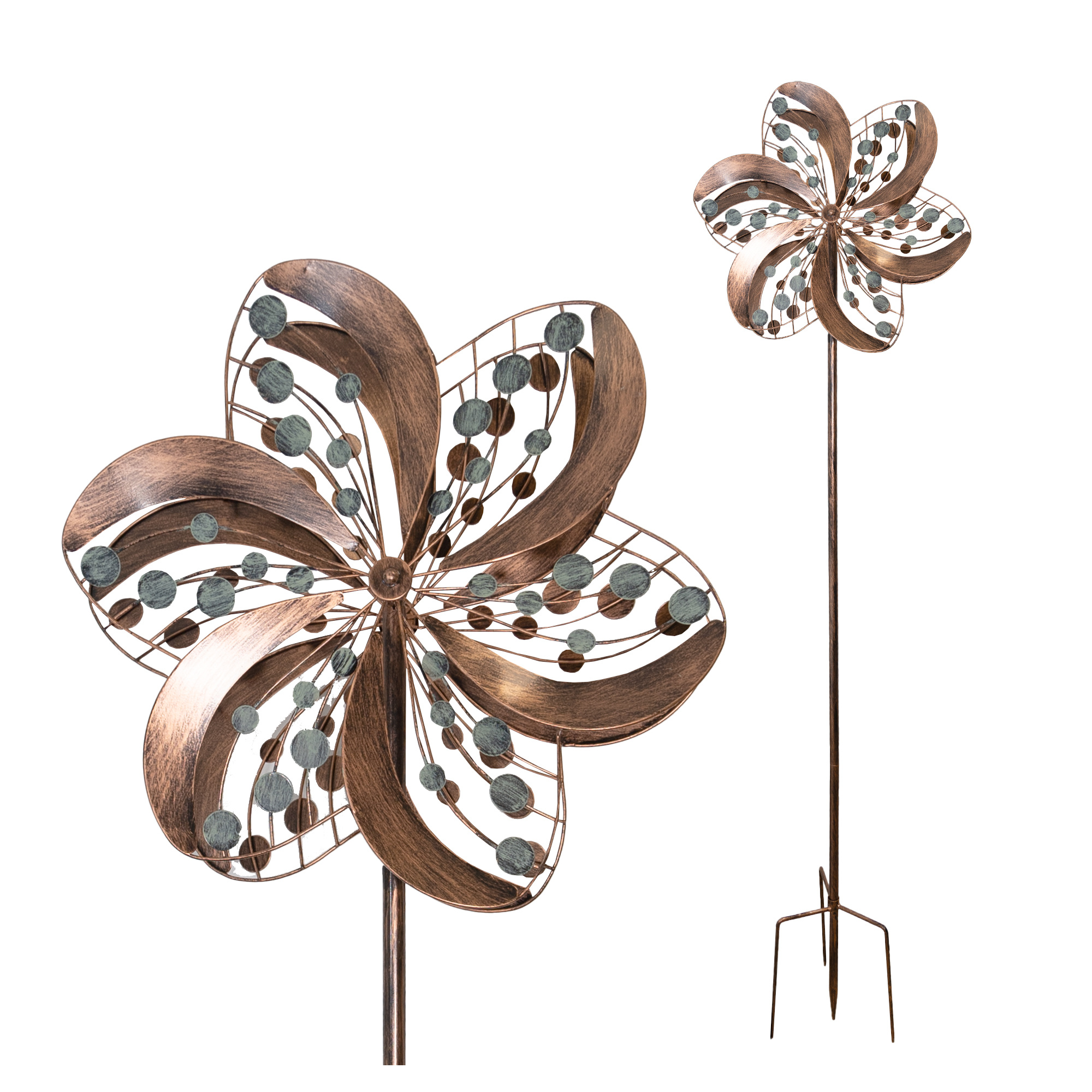 Windmill With 2 Counter-rotating Propellers, Wind Chime 213 Cm Tall
