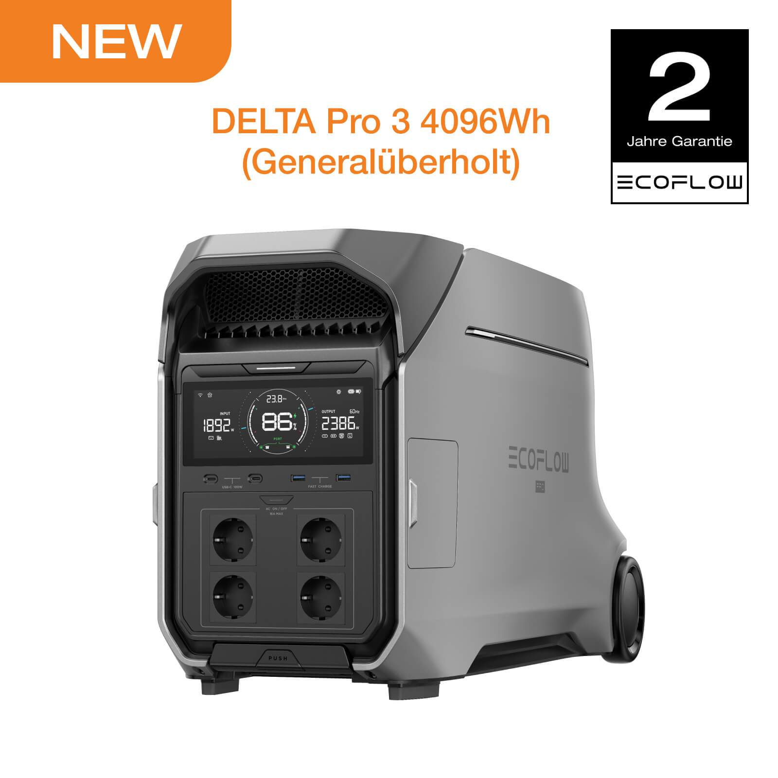 Ef Ecoflow Pro 3 Portable Power Station, 4096wh Battery, Expandable To 12 Kwh, 4000w Ac Output, Solar Generator For Home Use, Camping, Emergency, Motorhomes ( )