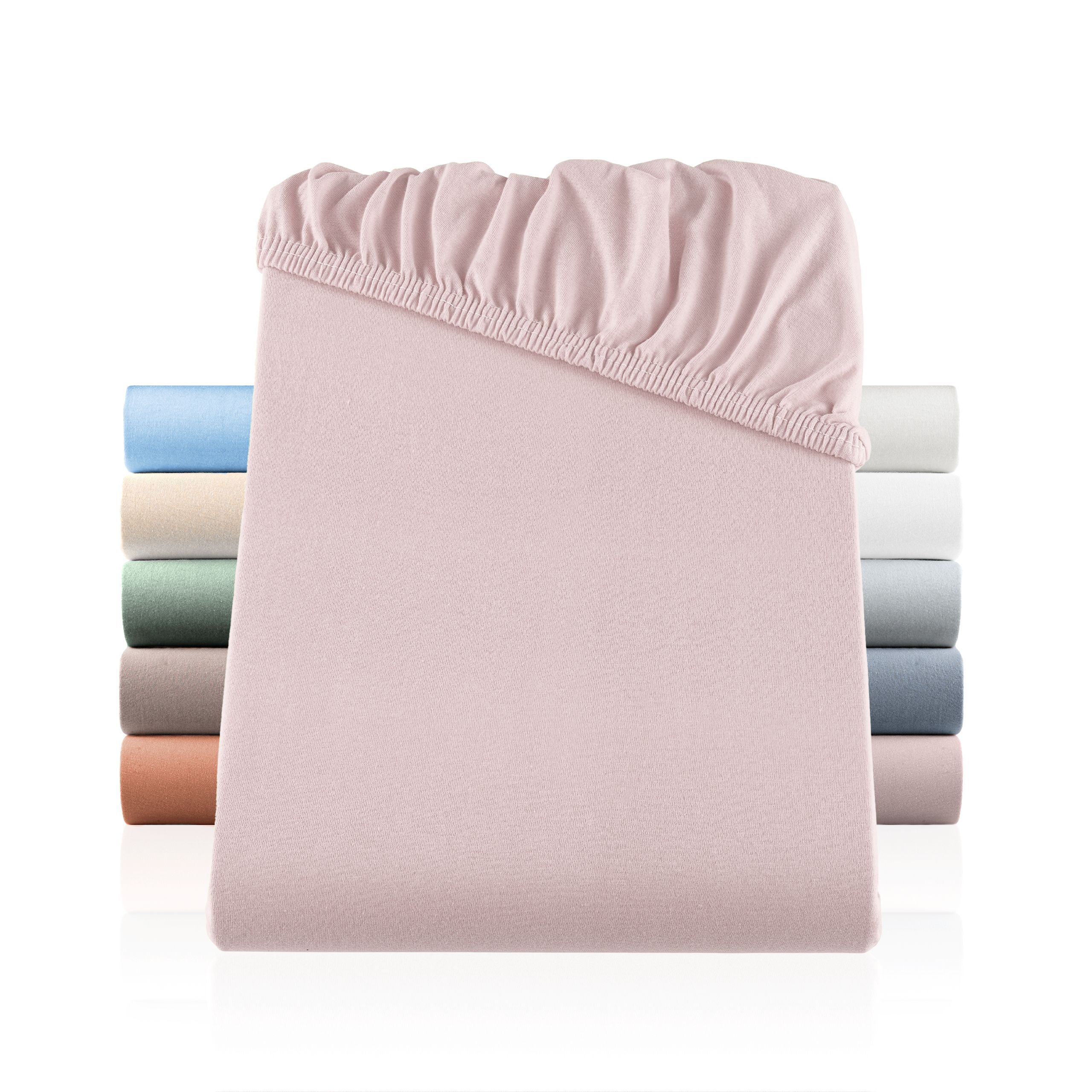 Basatex Bio Jersey Premium Stretch Bed Sheet | Stretch Towel For And Box Spring Beds | 97% Bio+ 3% Elastane | 200x220-220x220 + 42cm Height