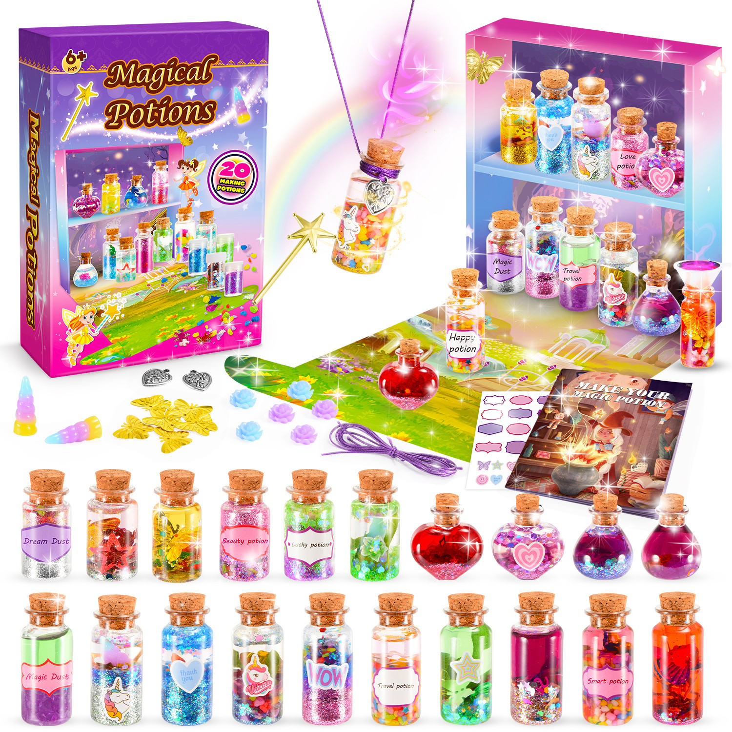 TEMU Magic 20 Potion Kits For Kids, Magical Science Experiment Kit For Girls Ages 6+, Mix 20 Bottles Toy Diy Crafts And Art Kits For Girls Creative