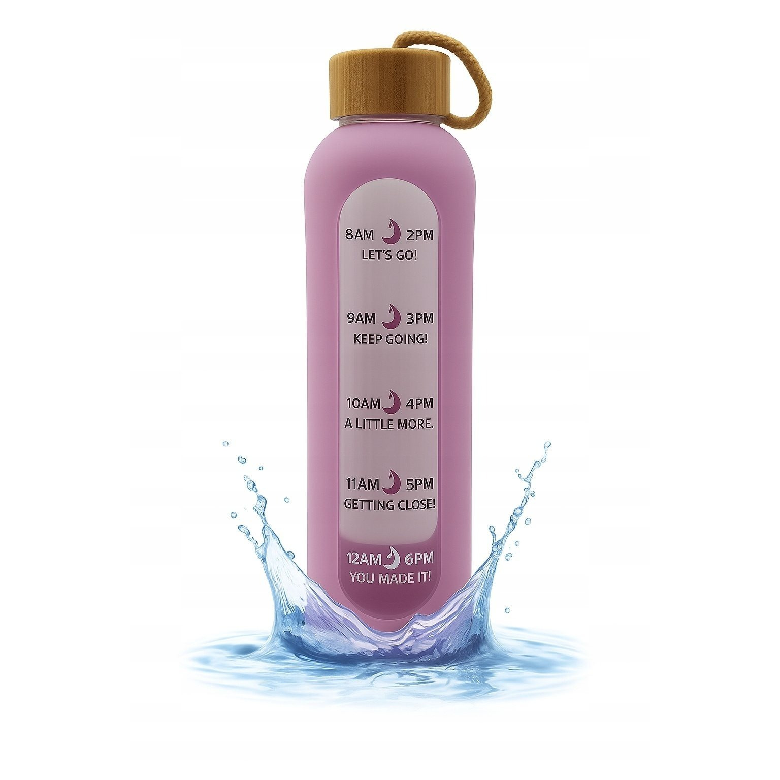 TEMU Botella de Agua de Vidrio de 1L con Motivacional, de Bambú y de Silicona – a Rastrear la Hidratación Todo . de Materiales Seguros: Vidrio, Bambú