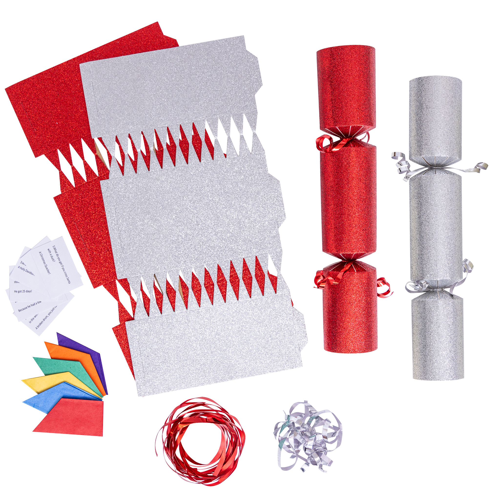 TEMU Evelay 12-pack Diy Glitter Christmas Crackers Kit – Includes Snaps, Hats, Jokes & Ribbons – Make Your Own Festive Party Crackers For (silver)