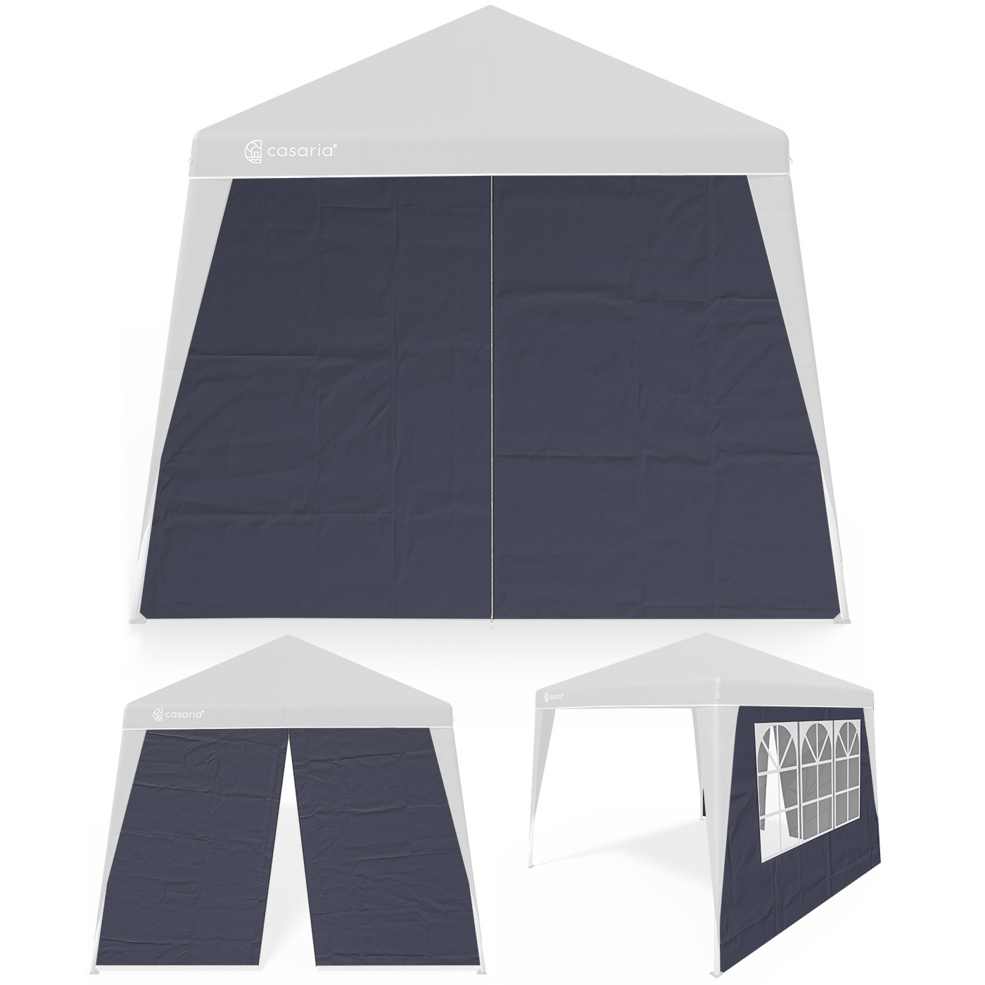Image of Casaria® 2x Side Panel For 3x3m Gazebo, Waterproof With Zippered Window, Garden Side Wall Cover, Folding Pop-up Gazebo Tarp, Stable
