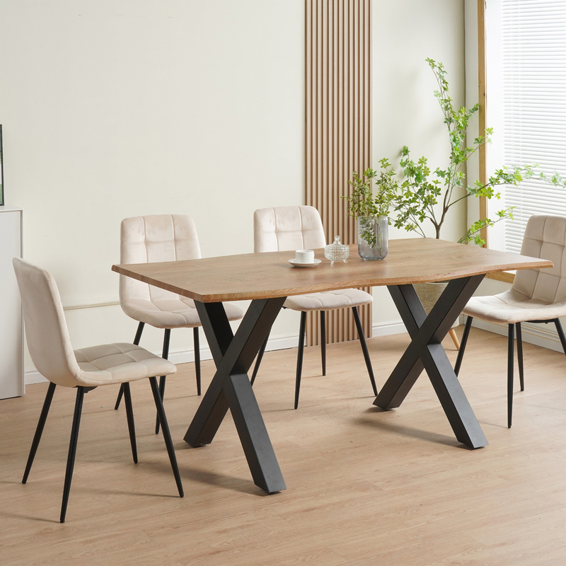 E-shop Esszimmerstuhl Bora mit Stoff, Samt und Cord Bezug, 4er Set Braun, Schwarz, Grau, Beige, stilvolles Vintage Design, belastbar mit 110Kg,