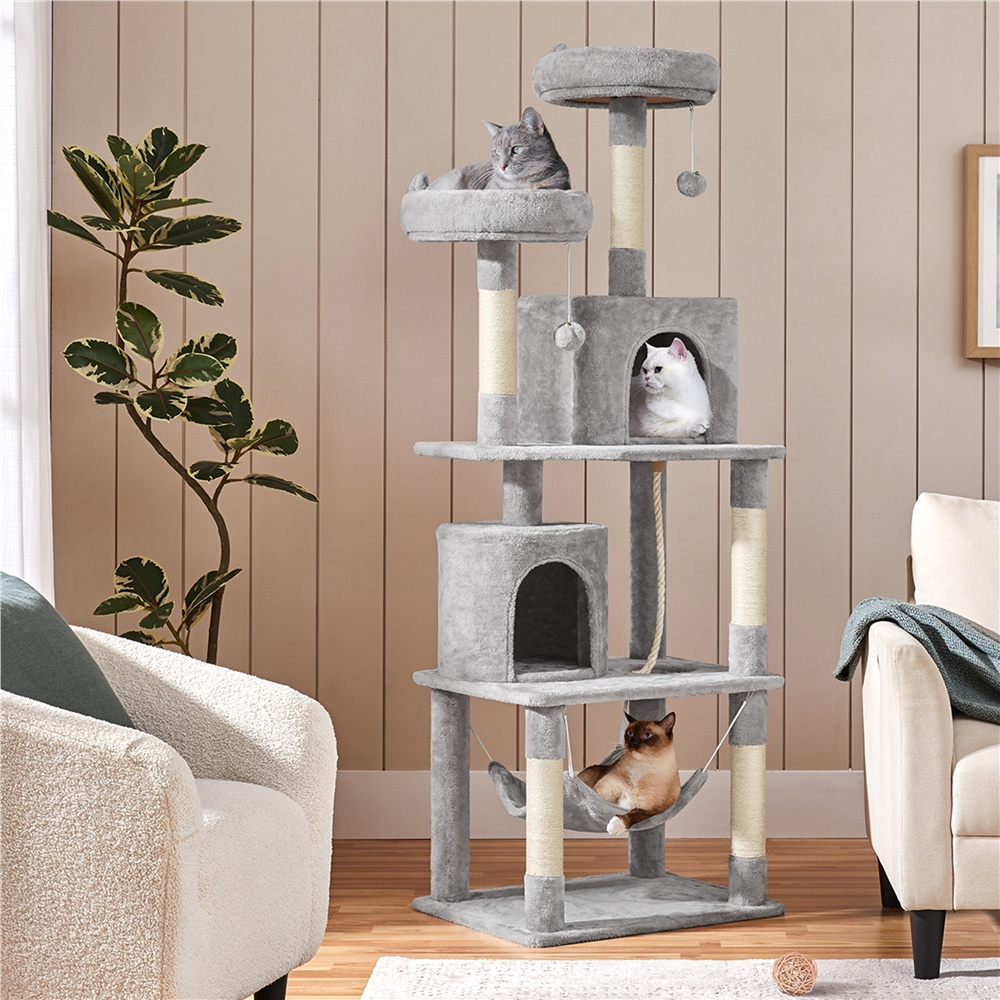 E-shop Costoffs Stabiler Katzenbaum Sisal Katzenmöbel Katzenkratzbaum mit2 Plattformen und 2 Katzenhäusern