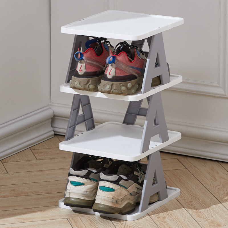 TEMU 4 Tier Vertical Narrow Shoe Rack, Folding Shoe Storage Rack, Space Saving Plastic Narrow Shoe Shelf For Small Spaces, Entryway, Lightweight