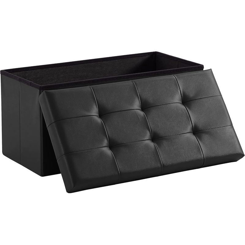Folding Storage Bench With Seat, Ottoman, And Footstool, Durable Up To 300 Kg, 76 X 38 X 38 Cm, Pvc
