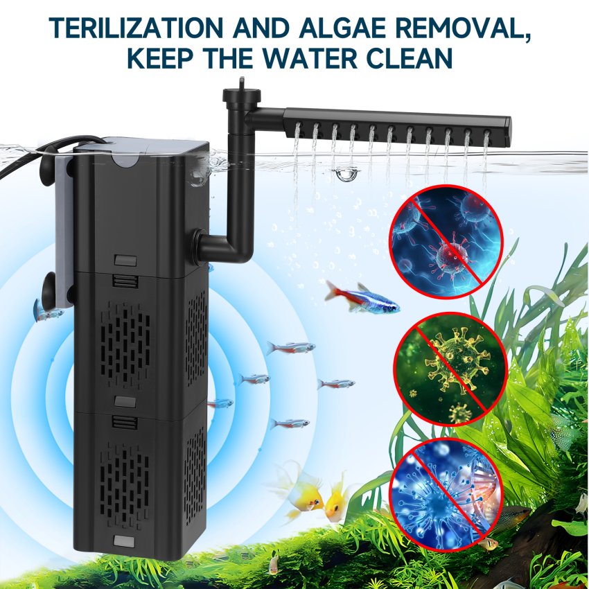 TEMU Fish Tank Filter, 1000l/h Internal Aquarium Filter With Aeration & , 15w Quiet Fish Tank Filter Pump For Tanks Up To 180l