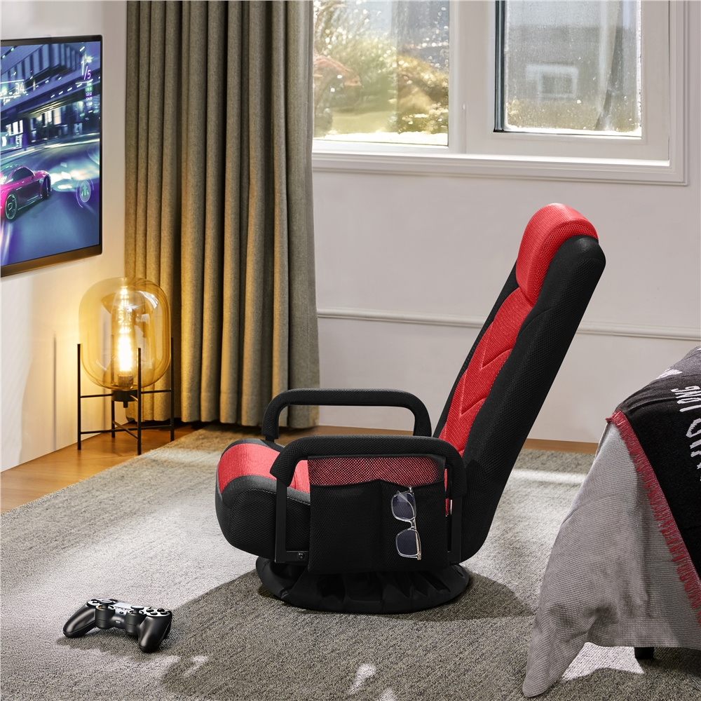 Costoffs 360° Rotatable 6-stage Adjustable Floor Stool Folding Floor Gaming Chair With Practical Bag And Armrest Floor Seat