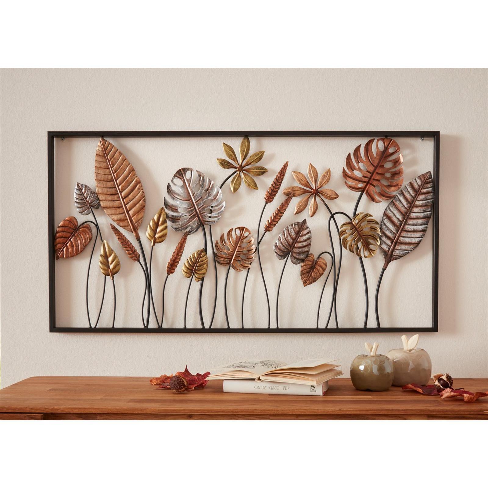 3d Metal Wall Art "leaves" - 90x45 Cm, Metal Picture, Wall Decoration, Wall Ornament